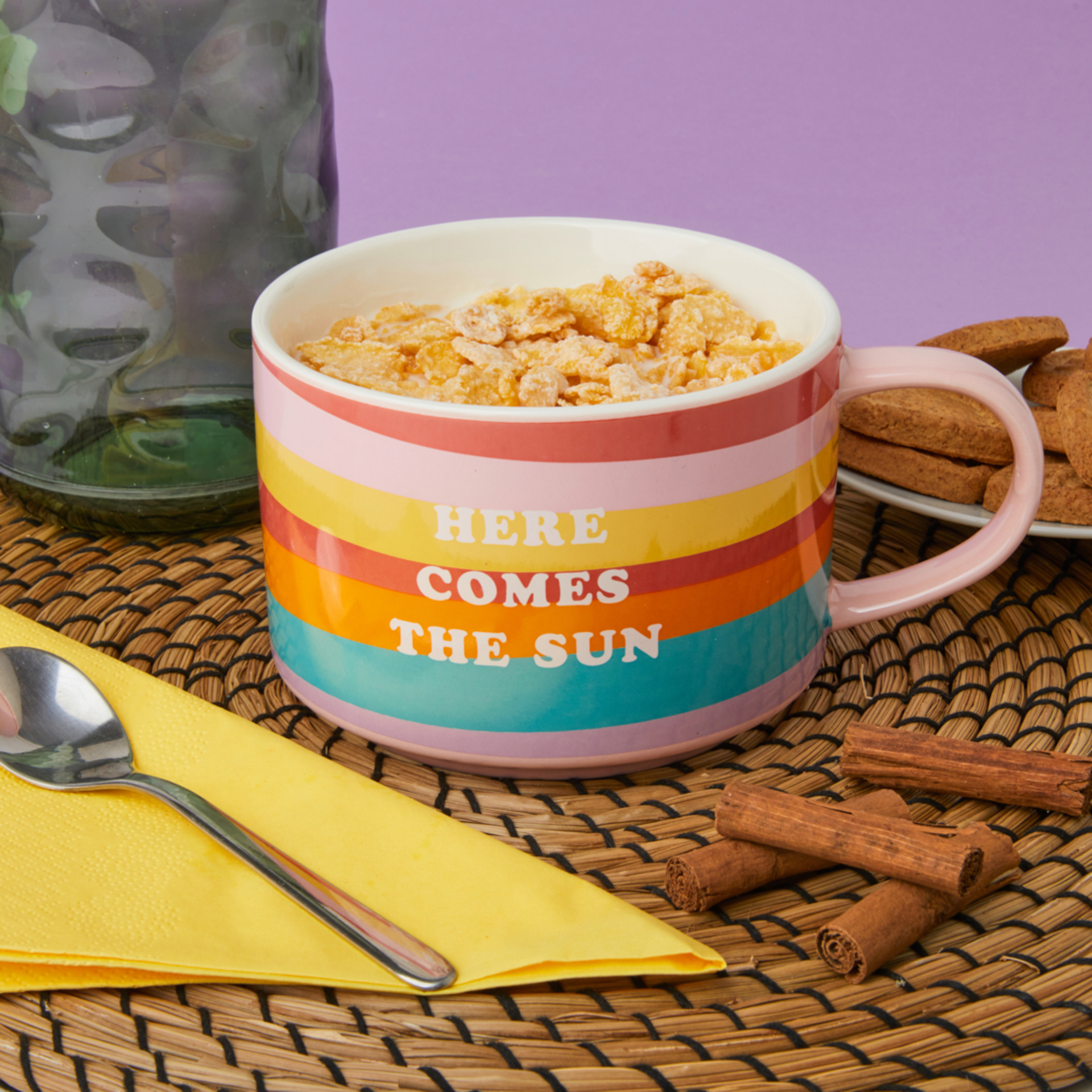 Tazza In Ceramica Arcobaleno – “here Comes The Sun”, , large