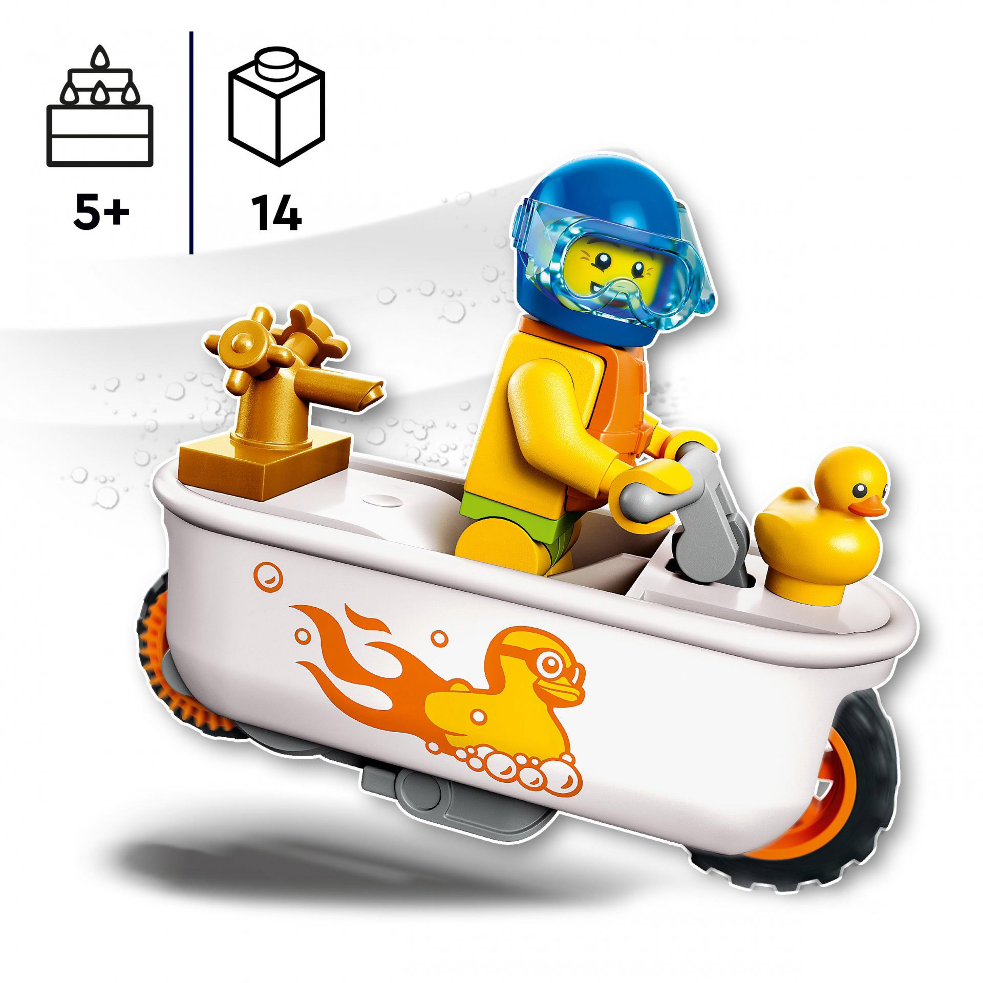 LEGO City Stuntz Stunt Bike Vasca da Bagno, Moto Giocattolo Carica e Vai con Min 60333, , large