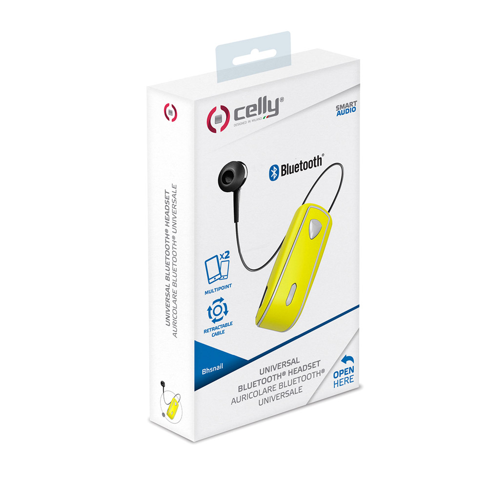 Auricolare Bluetooth con clip e cavo riavvolgibile, , large