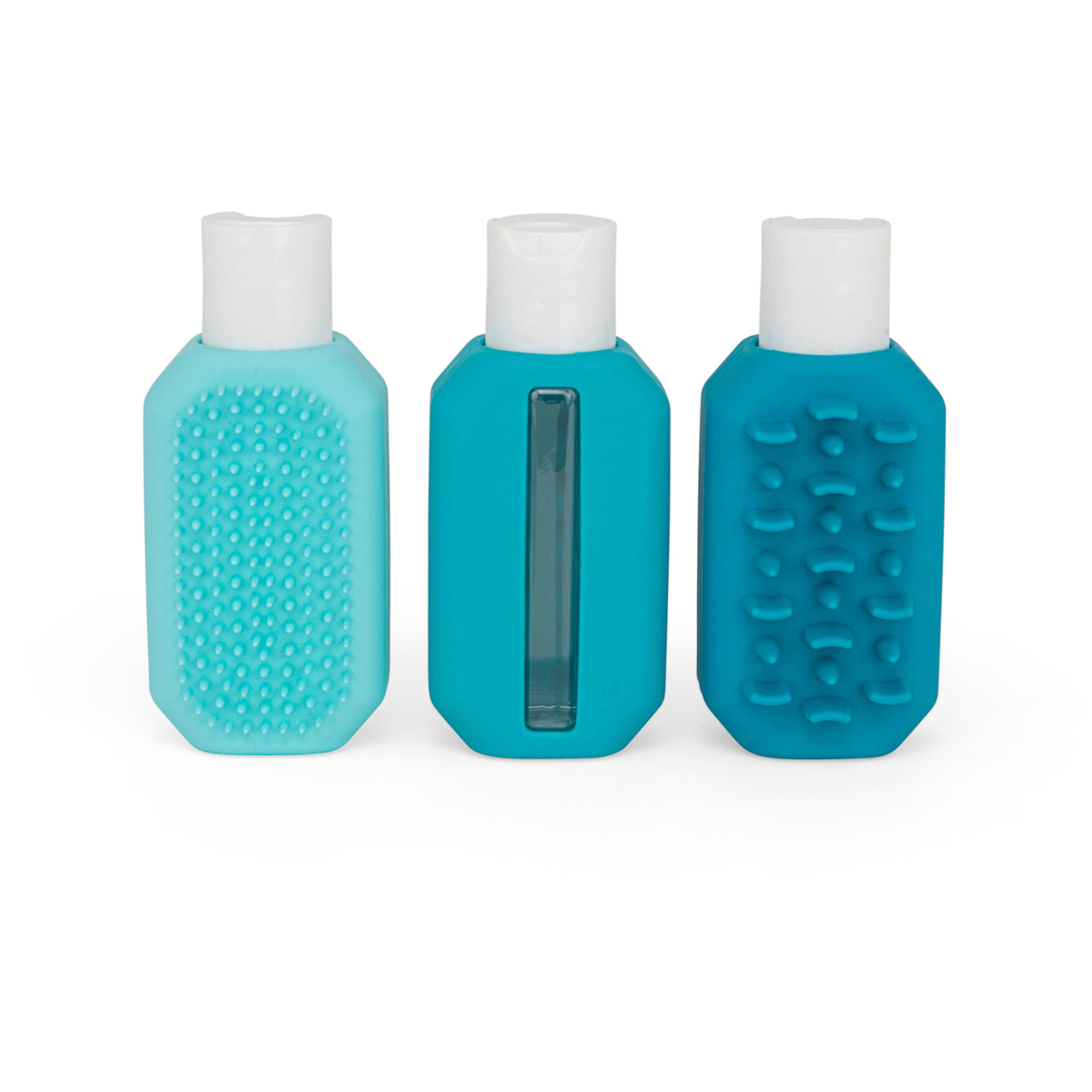 Bottigliette da viaggio con spazzole integrate - Set da 3 pz, , large