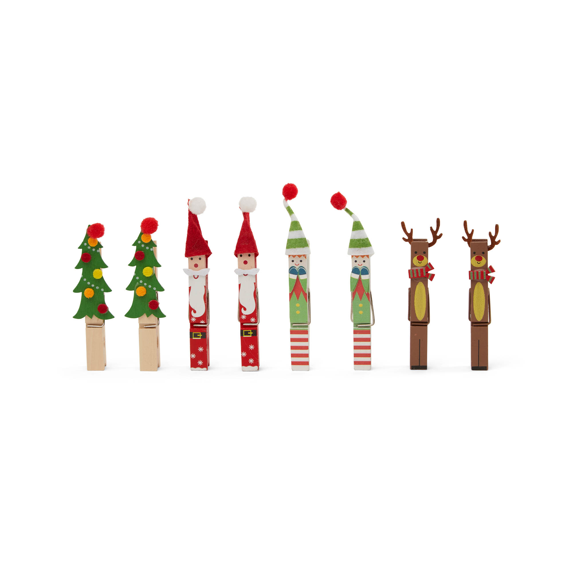 Mollette di legno natalizie - Set da 8 pz, , large