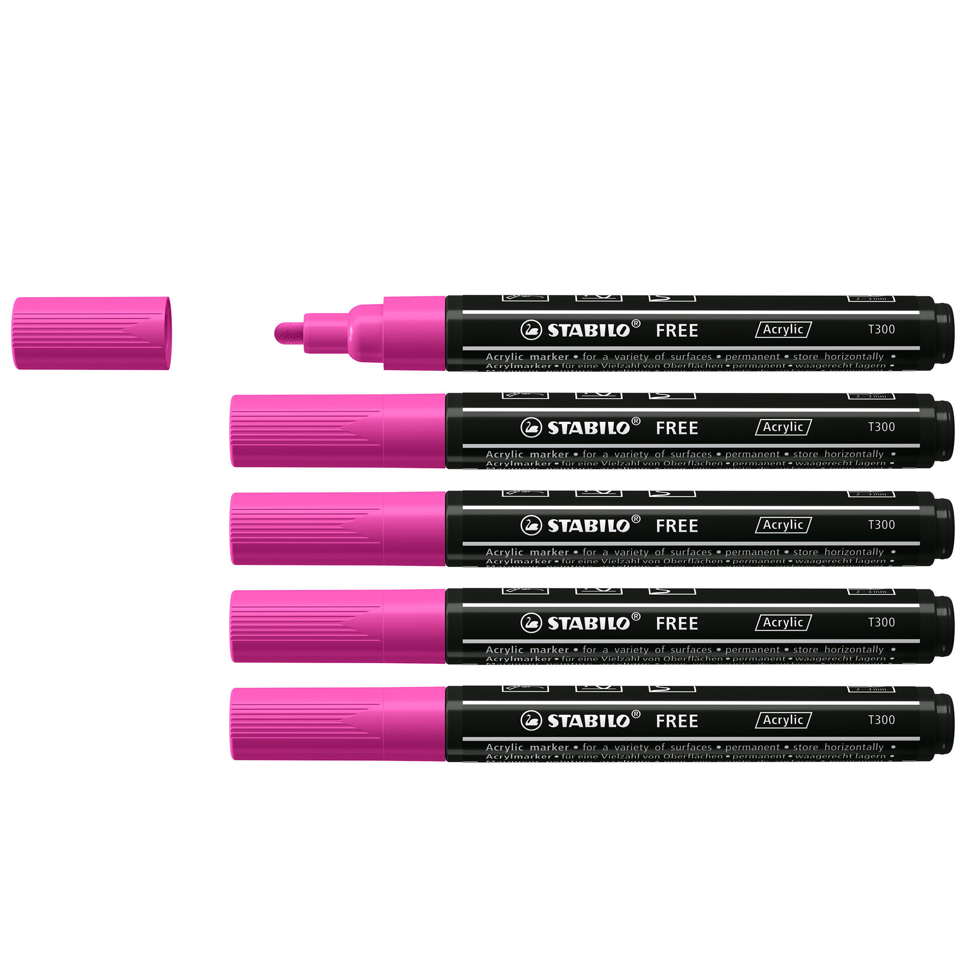STABILO FREE Acrylic - T300 Punta rotonda 2-3mm - Confezione da 5 - Lilla, , large
