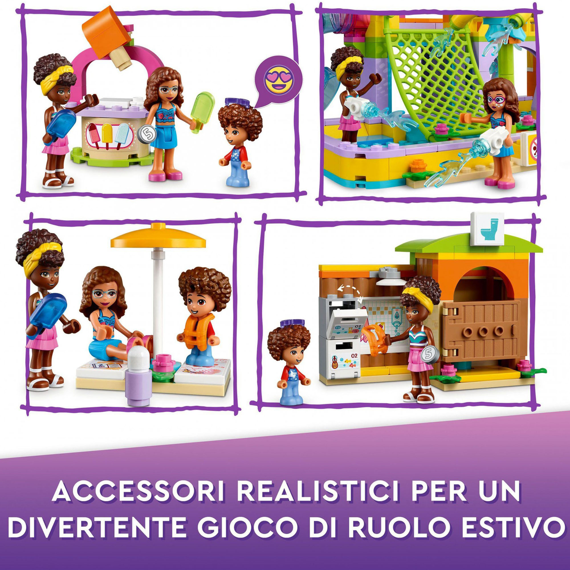 LEGO Friends Parco Acquatico, Set con Piscina con Scivolo, Gioco Estivo con Mini 41720, , large