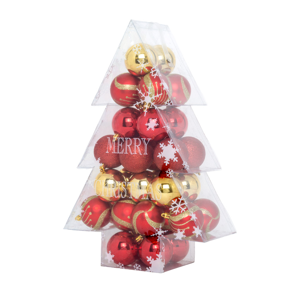 Box con 34 palline decorate per albero di Natale, , large