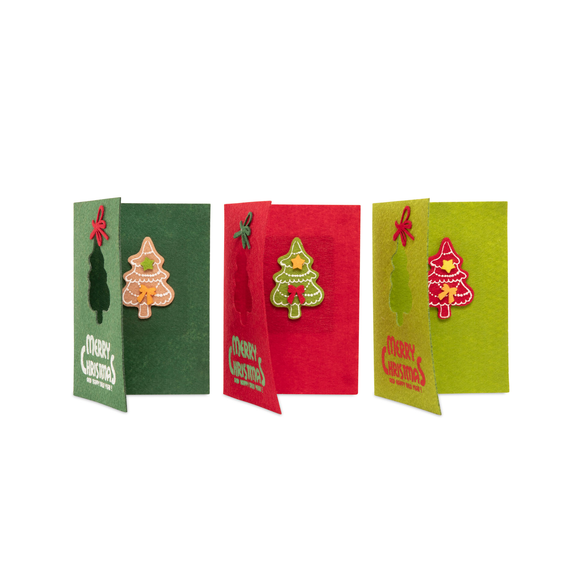 Biglietti natalizi in feltro set da 3 pz - Abete, , large