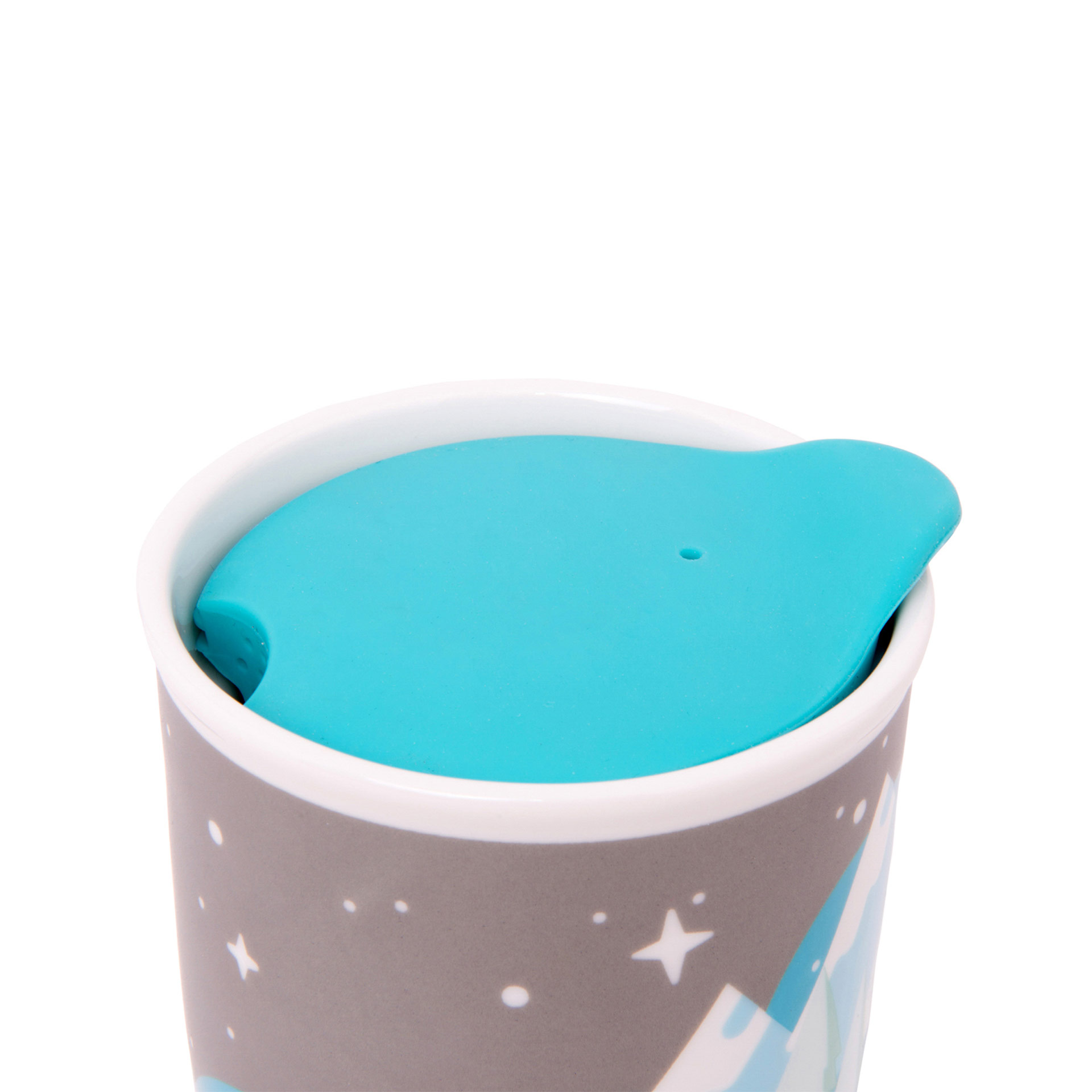 Bicchiere americano in ceramica con coperchio - Orso Polare, , large
