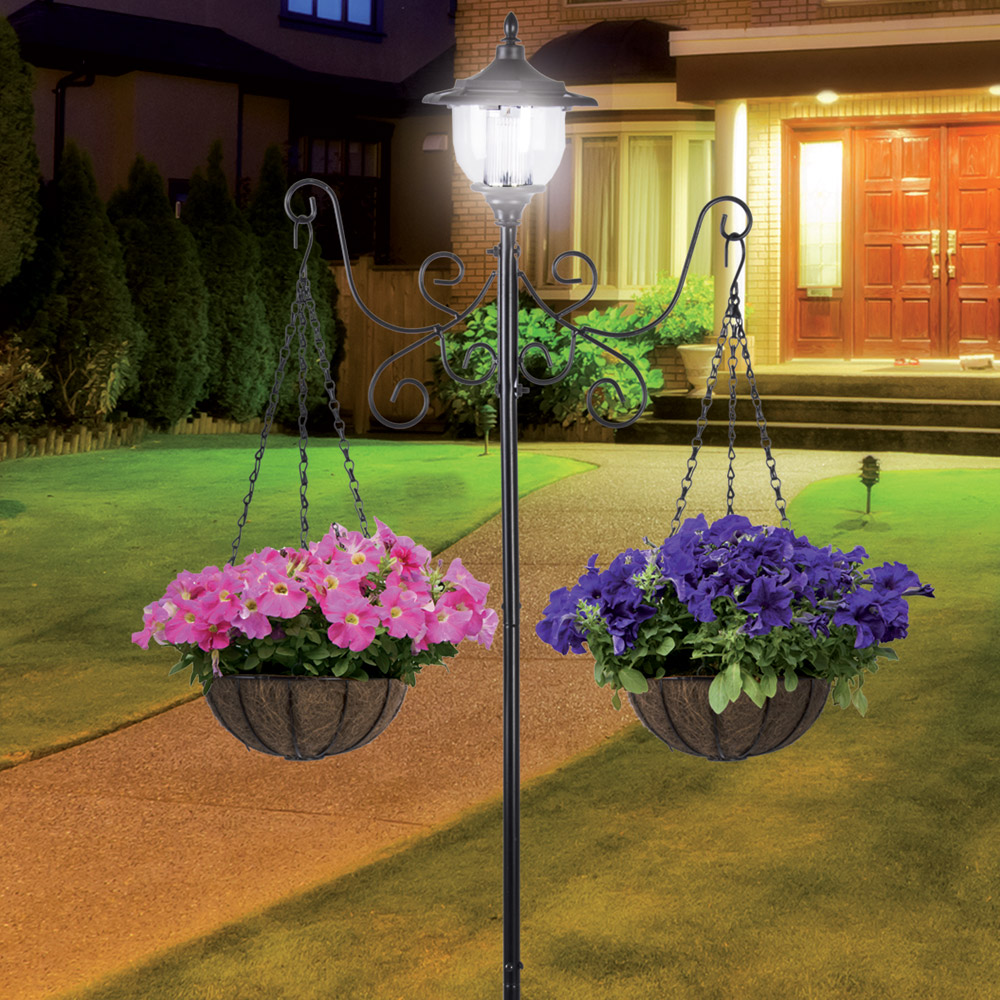 Lampioncino ad energia solare con 2 portavasi, , large
