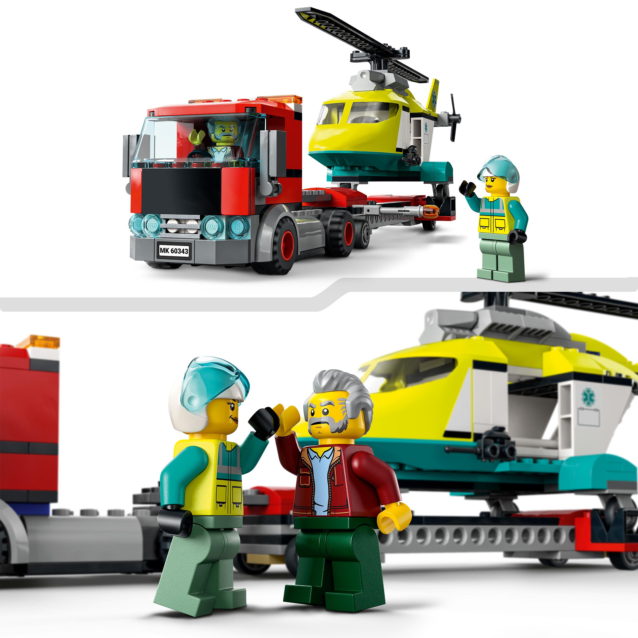 LEGO City Great Vehicles Trasportatore di Elicotteri di Salvataggio, Camion Gioc 60343, , large