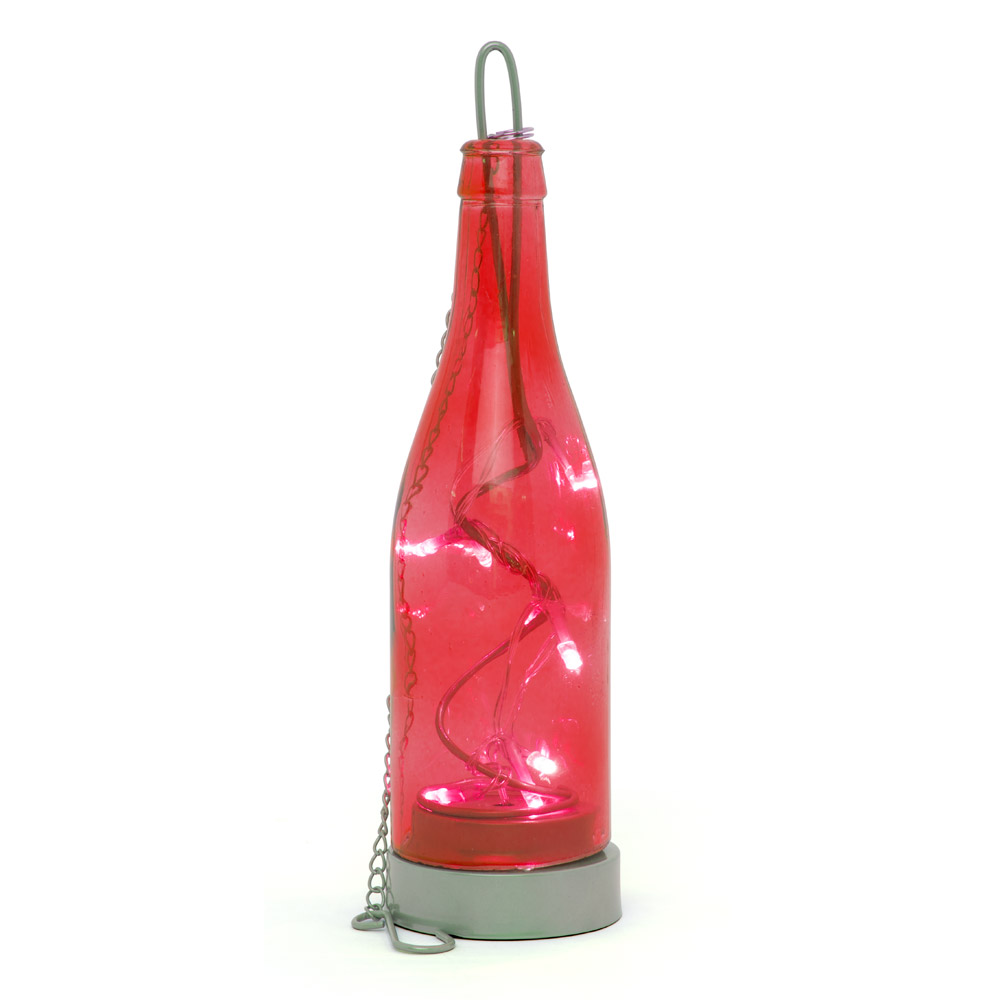 Bottiglia decorativa in vetro da giardino con 8 luci LED, , large
