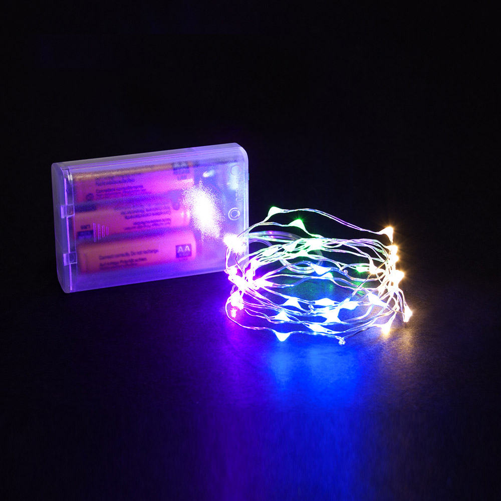 Filo Luci Con 40 Micro Led A Batteria - Luce Multicolore, , large