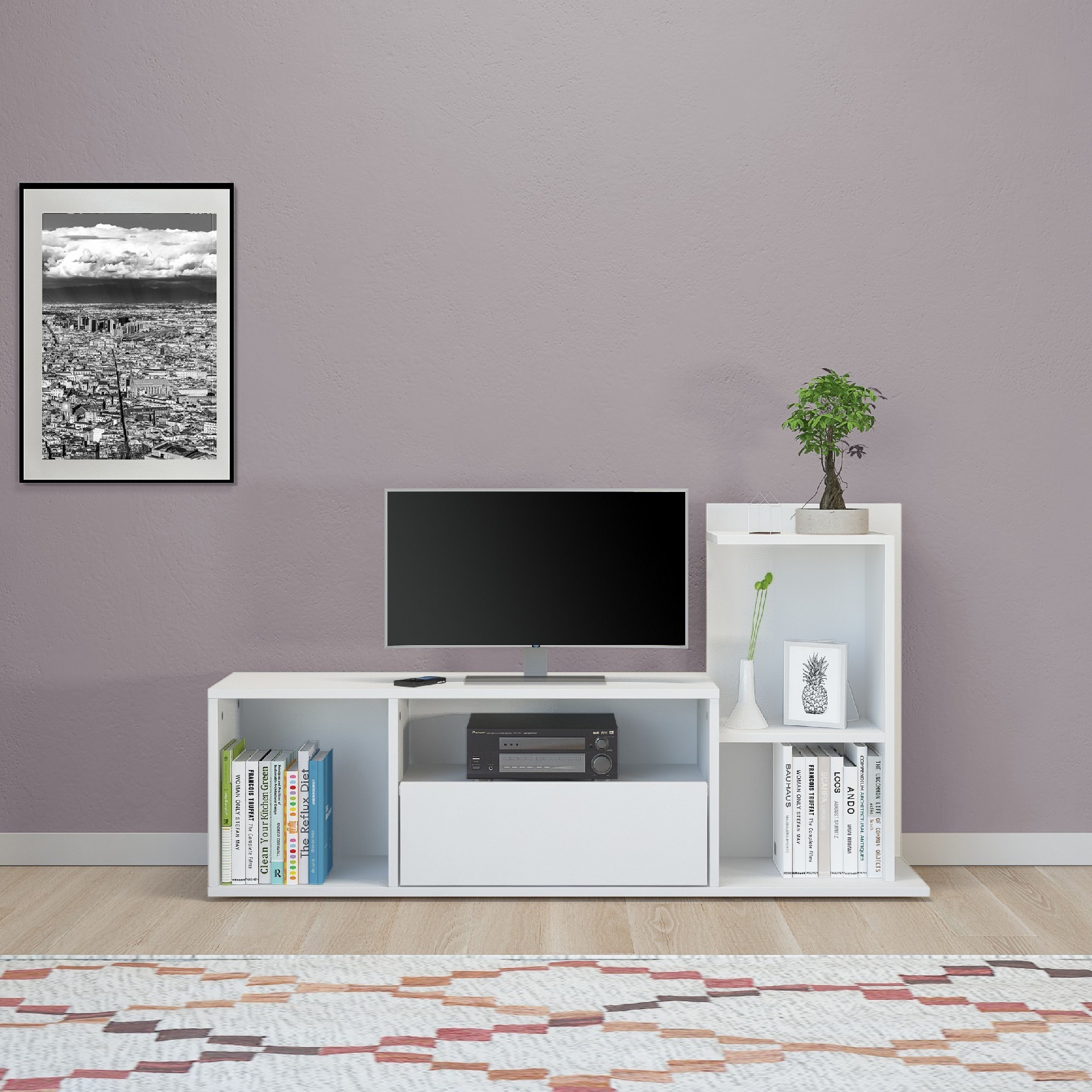 Homemania Mobile Porta TV Bianco Truciolare Melaminico 