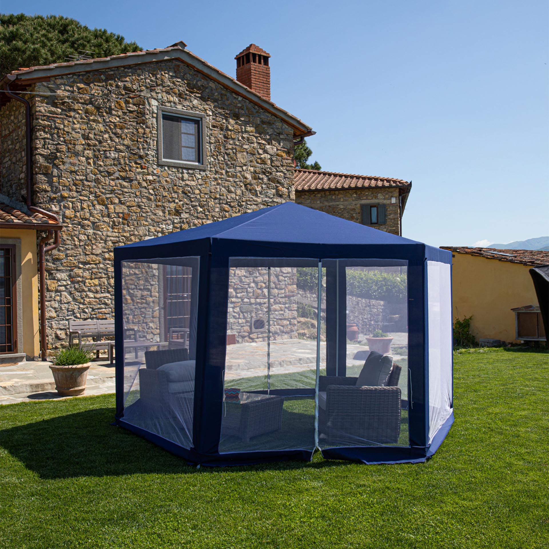 Gazebo Esagonale Con Zanzariera, , large