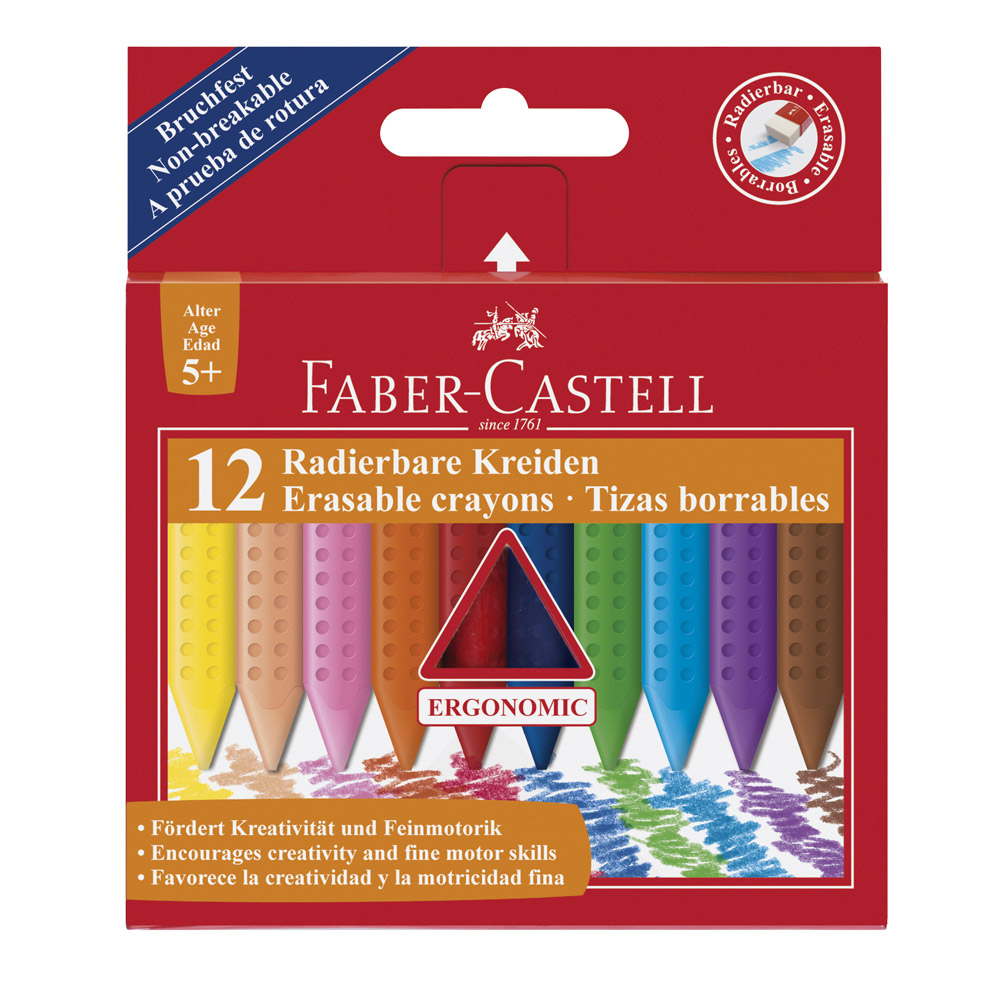 Confezione da 12 pastelli triangolari cancellabili FABER-CASTELL, , large