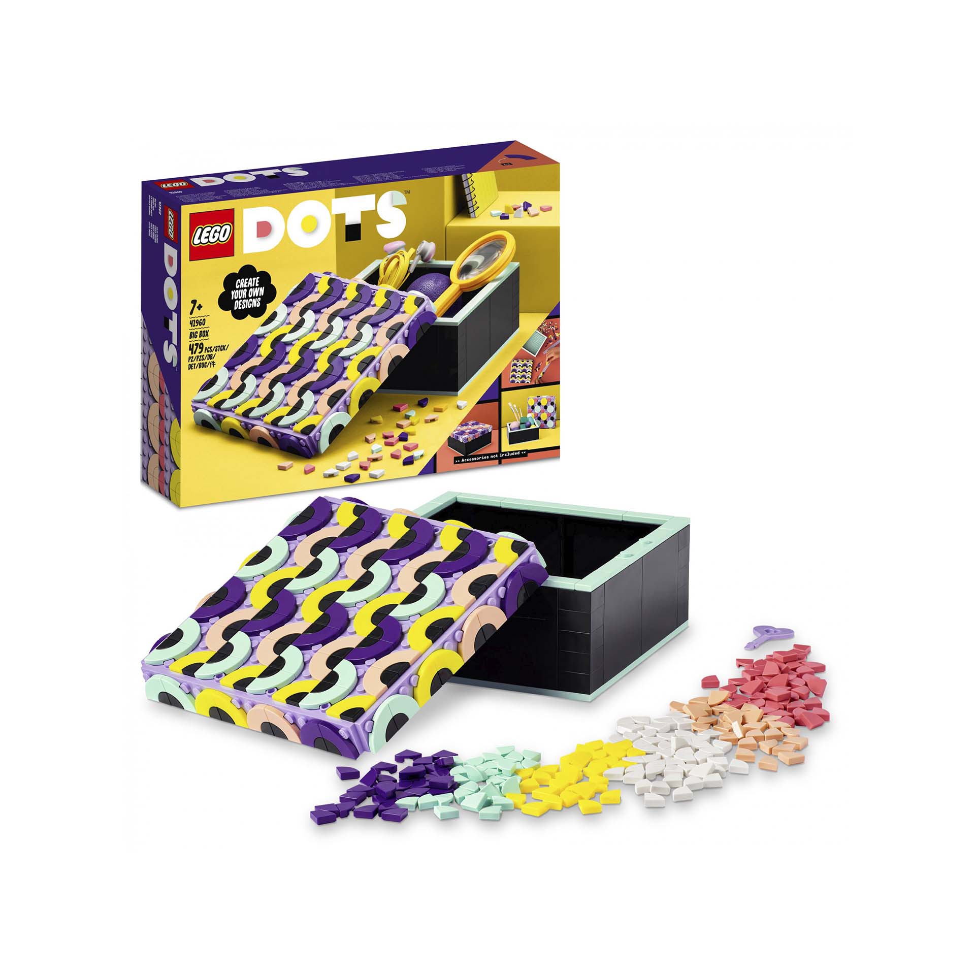 LEGO DOTS My Big Box, Set Fai da Te con Contenitore con Coperchio Portaoggetti, 41960, , large