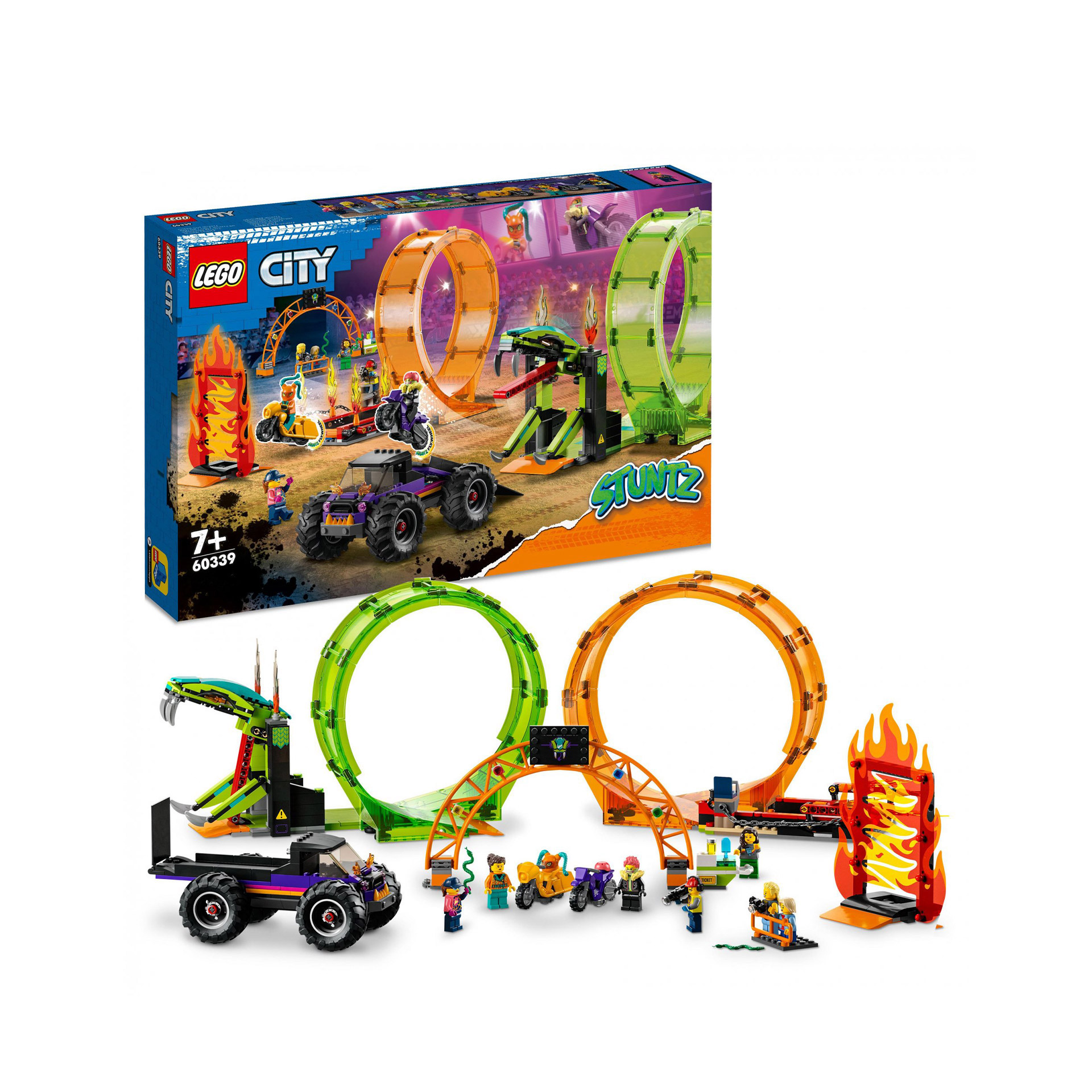 LEGO City Stuntz Arena delle Acrobazie, Monster Truck, Moto Giocattolo Carica e 60339, , large