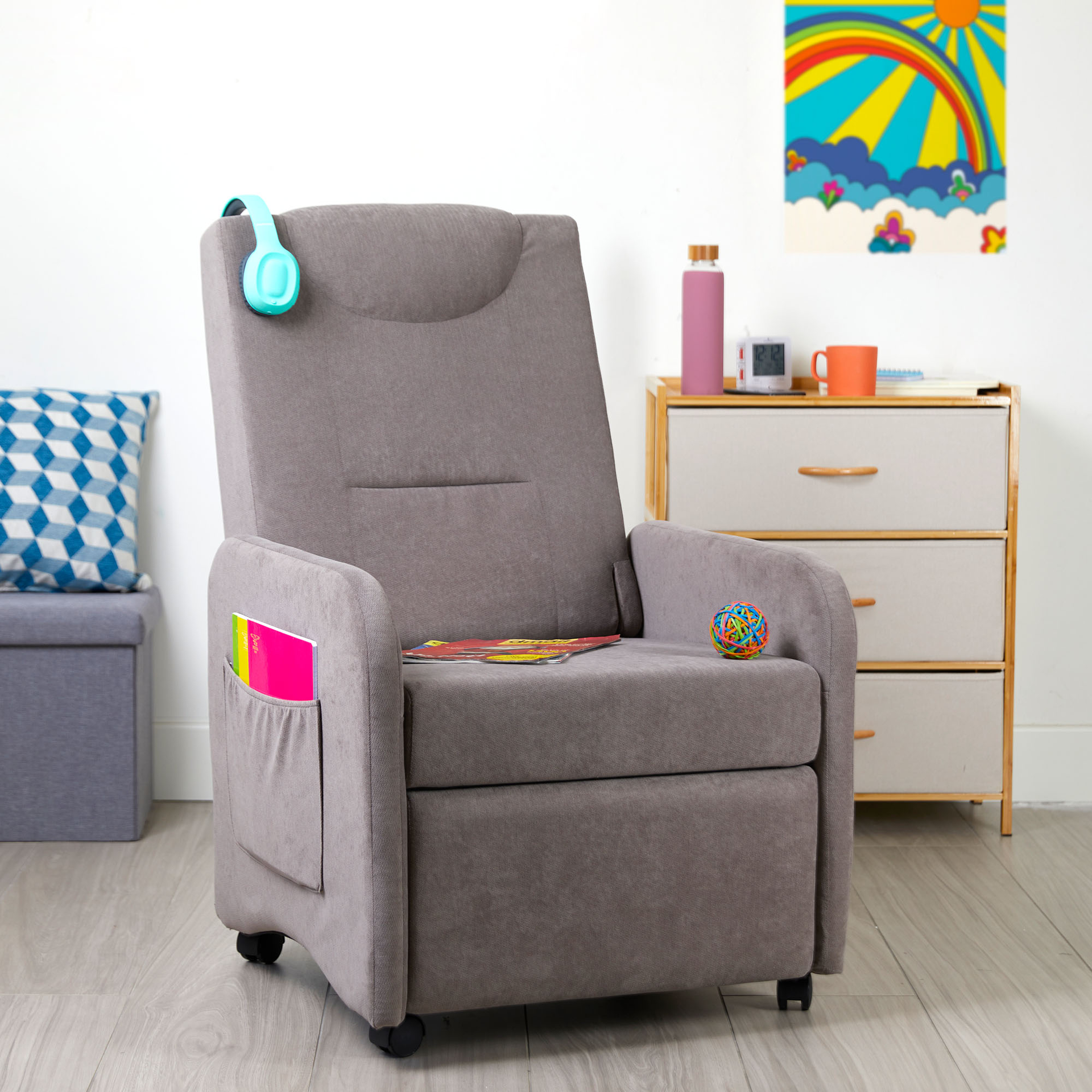 Poltrona pieghevole reclinabile con ruote, , large