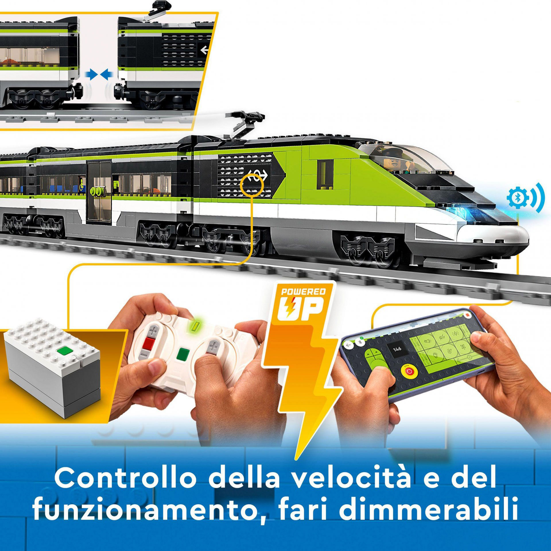 LEGO City Treno Passeggeri Espresso, Locomotiva Giocattolo Telecomandata con Luc 60337, , large