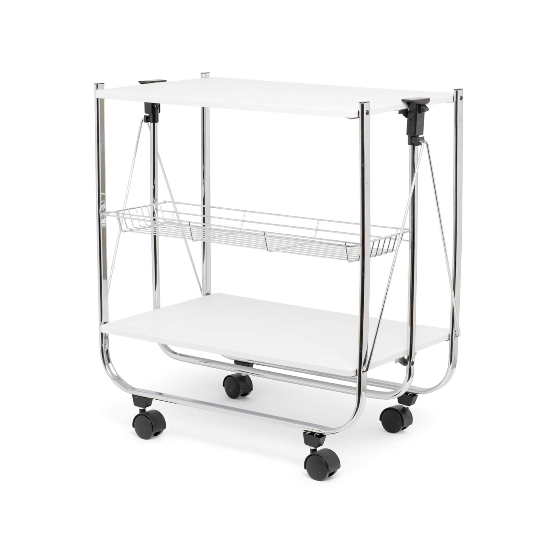 Carrello pieghevole da cucina bianco, , large