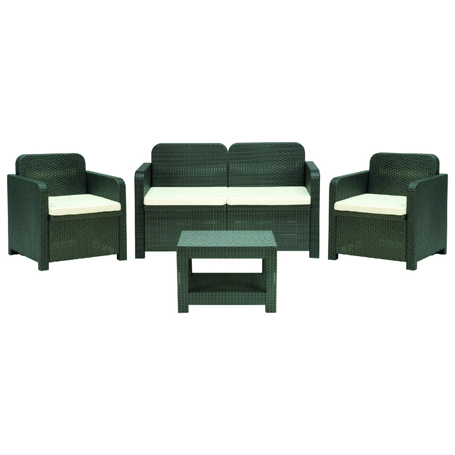 HOMEMANIA Set da Giardino Ancona Set da 1 Divano 2 Poltrone 1 Tavolino 4 posti, , large