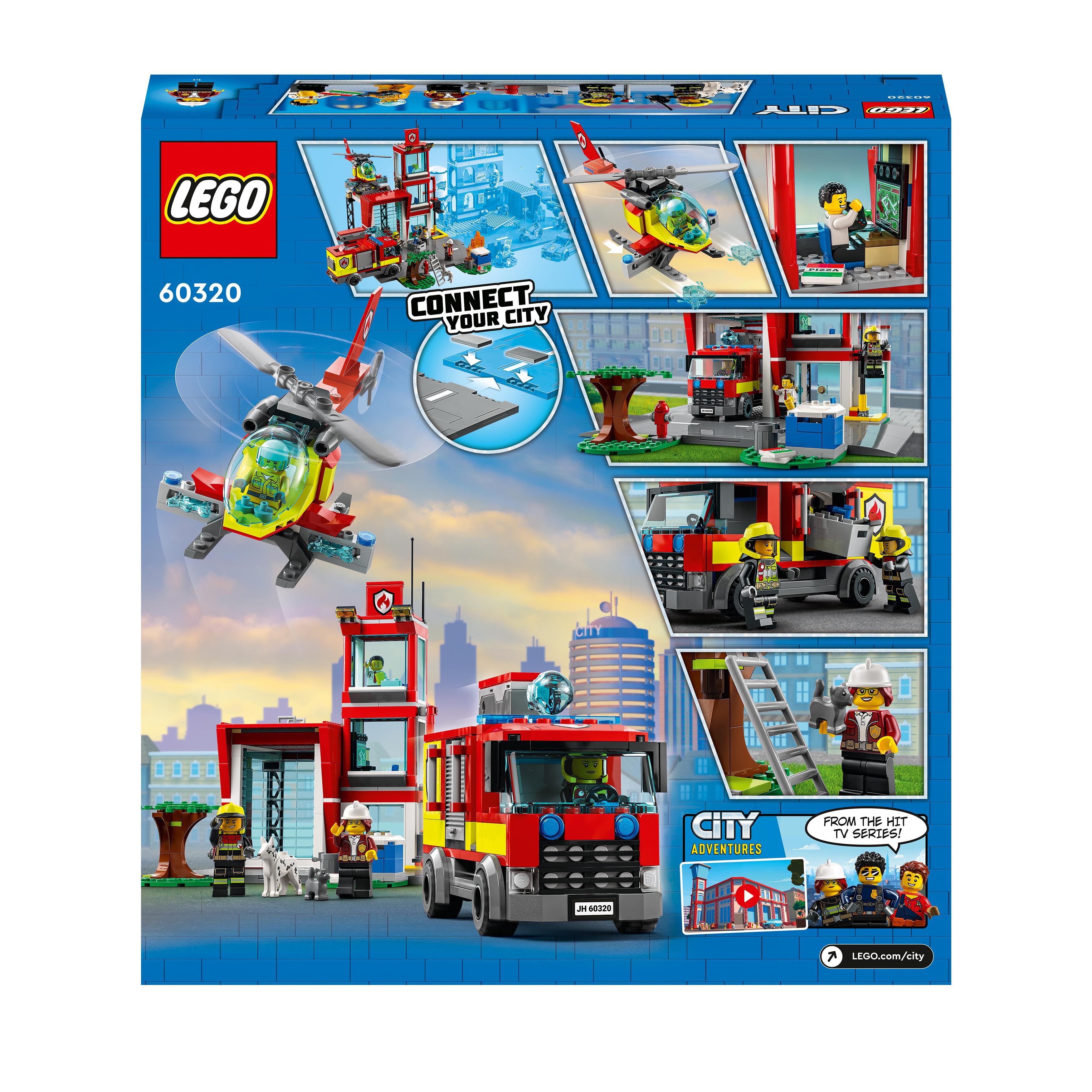 LEGO City Fire Caserma dei Pompieri, con Garage, Camion ed Elicottero Giocattolo 60320, , large