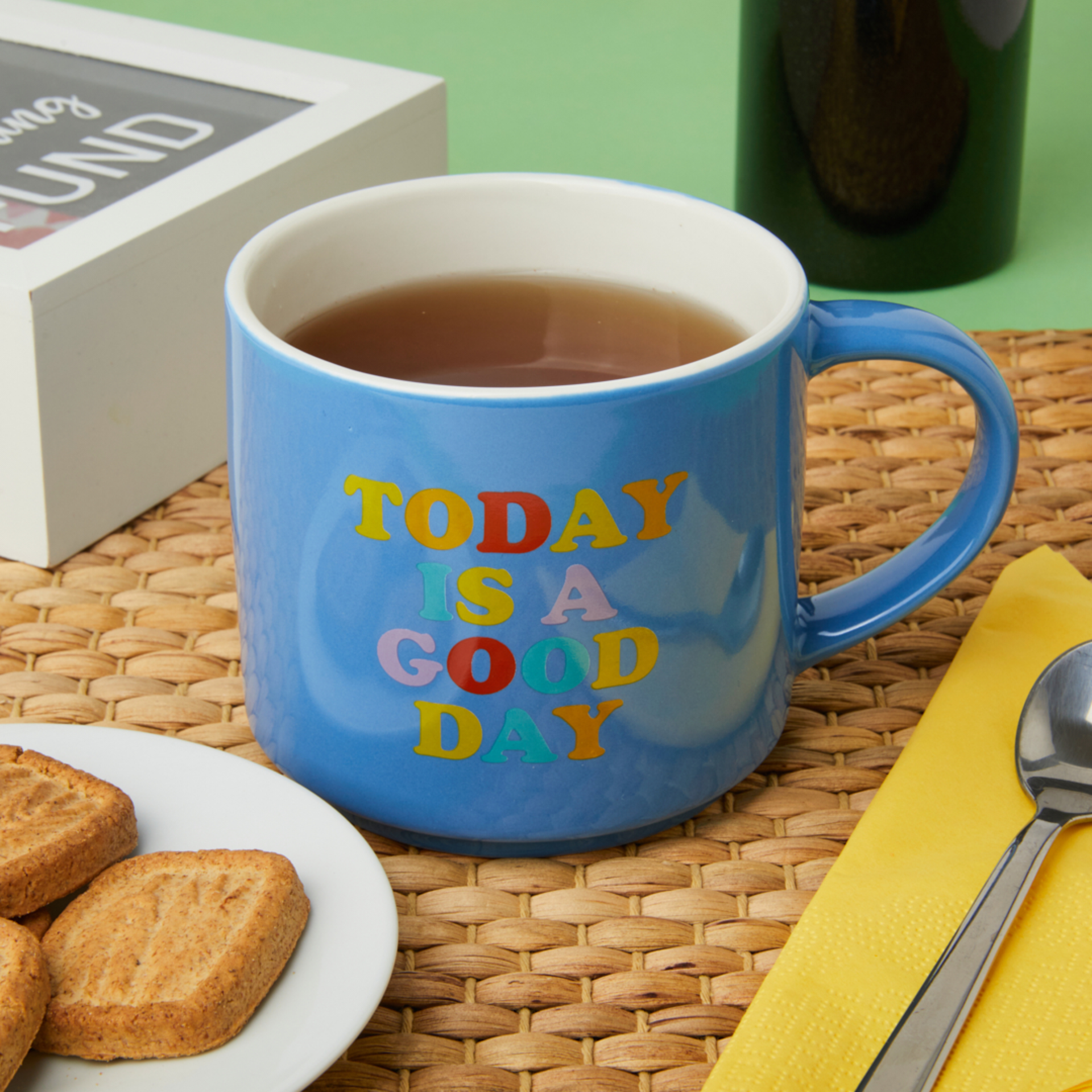 Tazza In Ceramica Blu – “today Is A Good Day”, , large