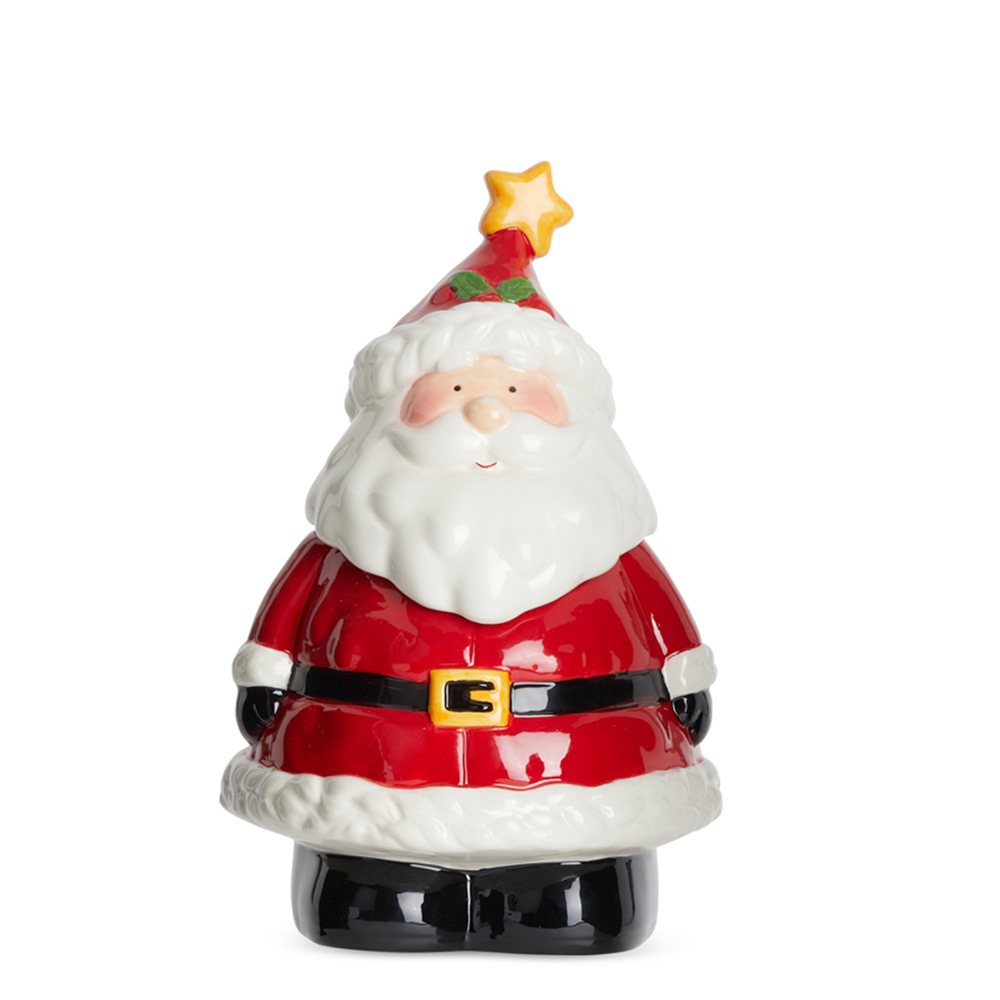 EXNER Scatola per Biscotti a Forma di Babbo Natale in Ceramica Colore: Rosso 18,5 x 17 x 19,2 cm 