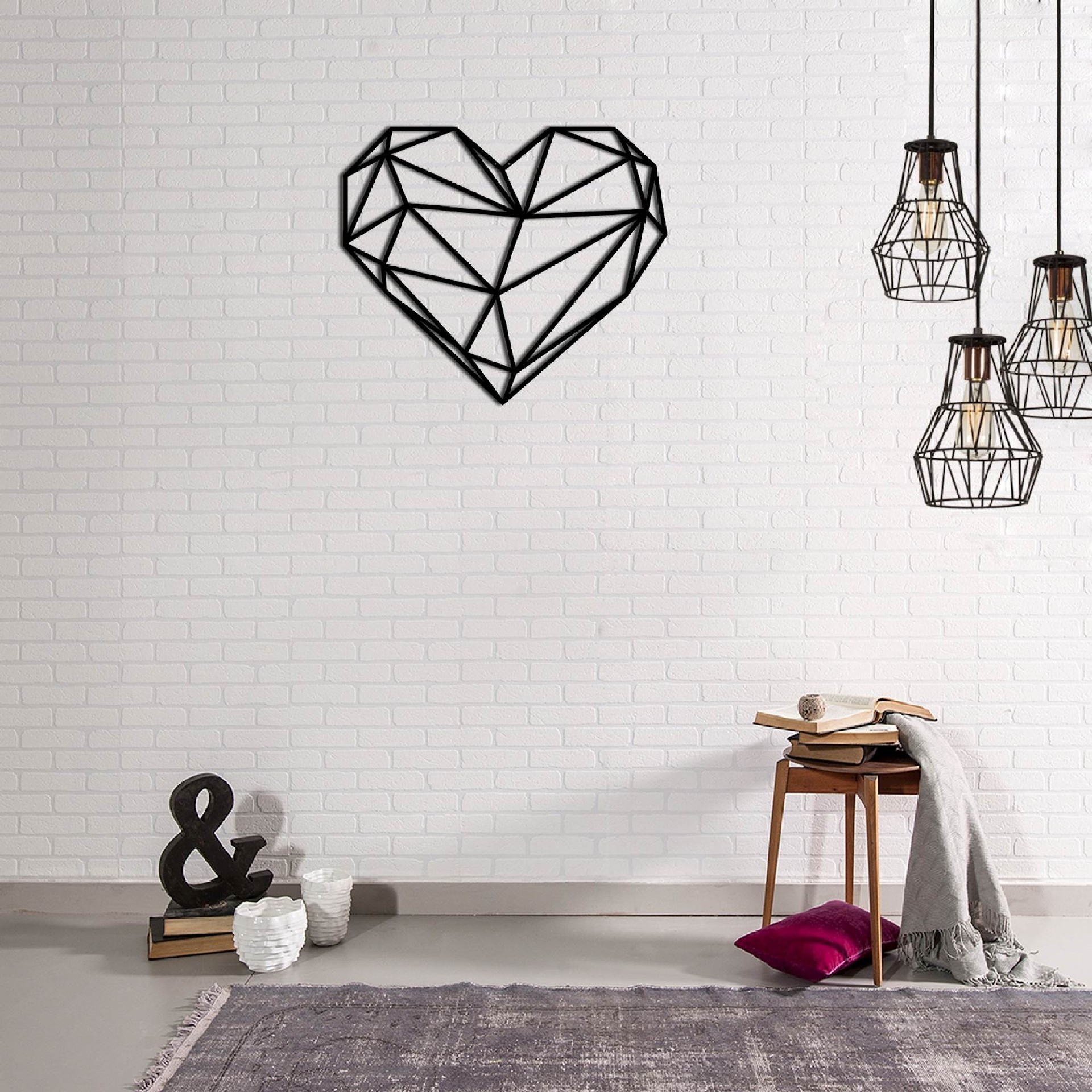 HOMEMANIA Decorazione da Parete Heart, nero, , large