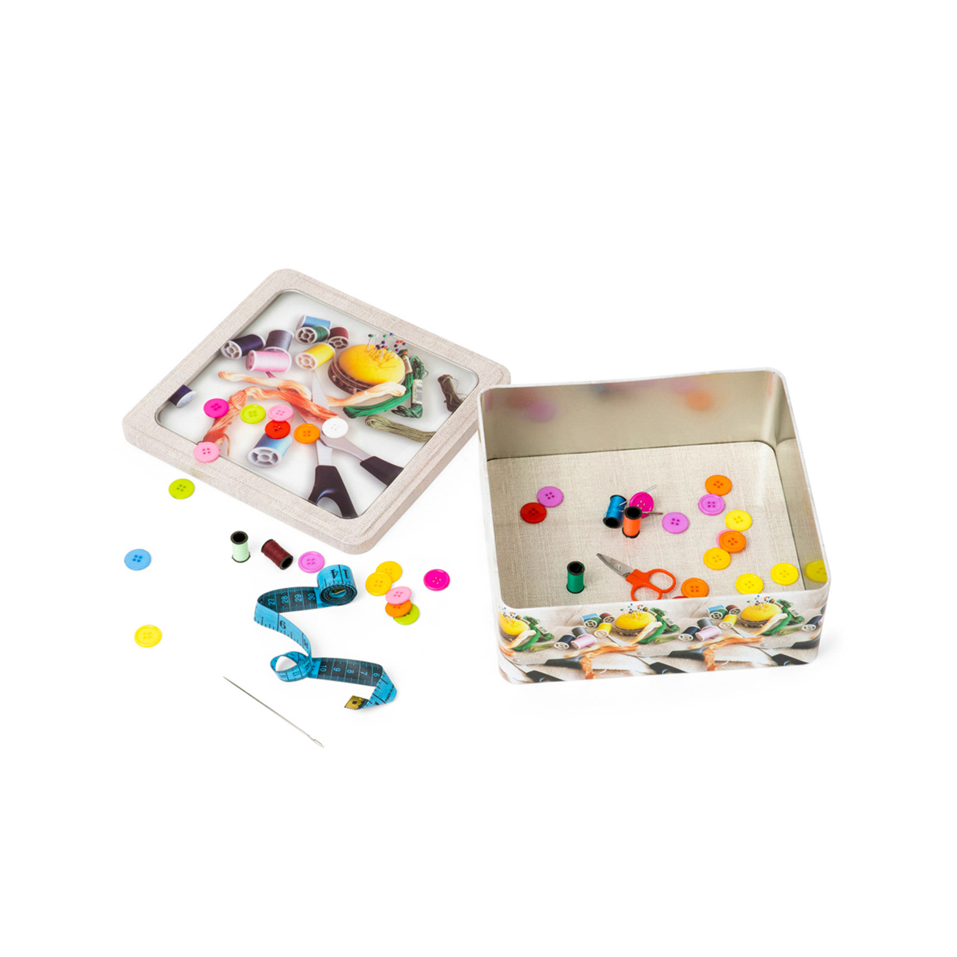 Scatola in latta cucito, , large