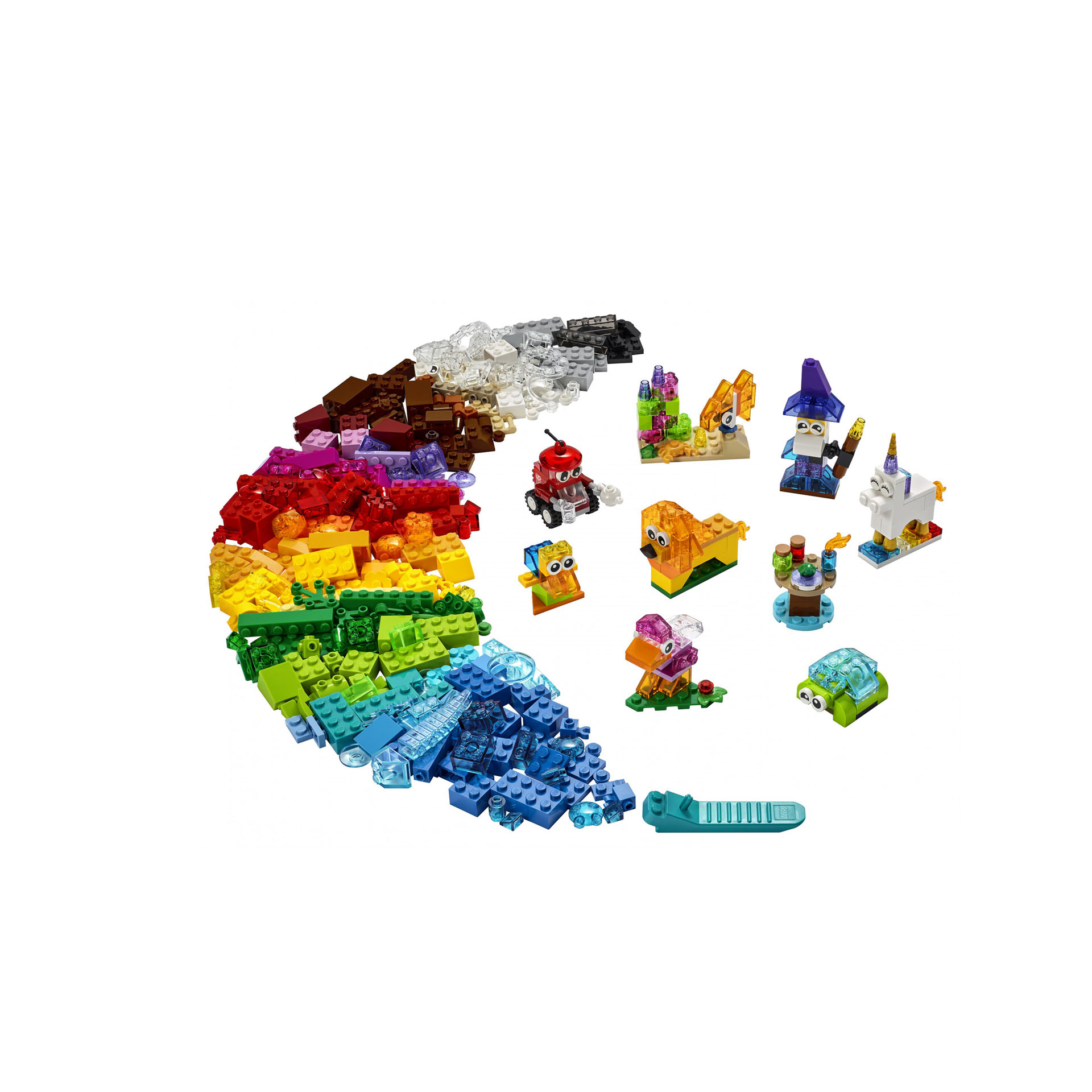 LEGO Classic Mattoncini Trasparenti Creativi, con Animali (Leone, Uccello e Tart 11013, , large