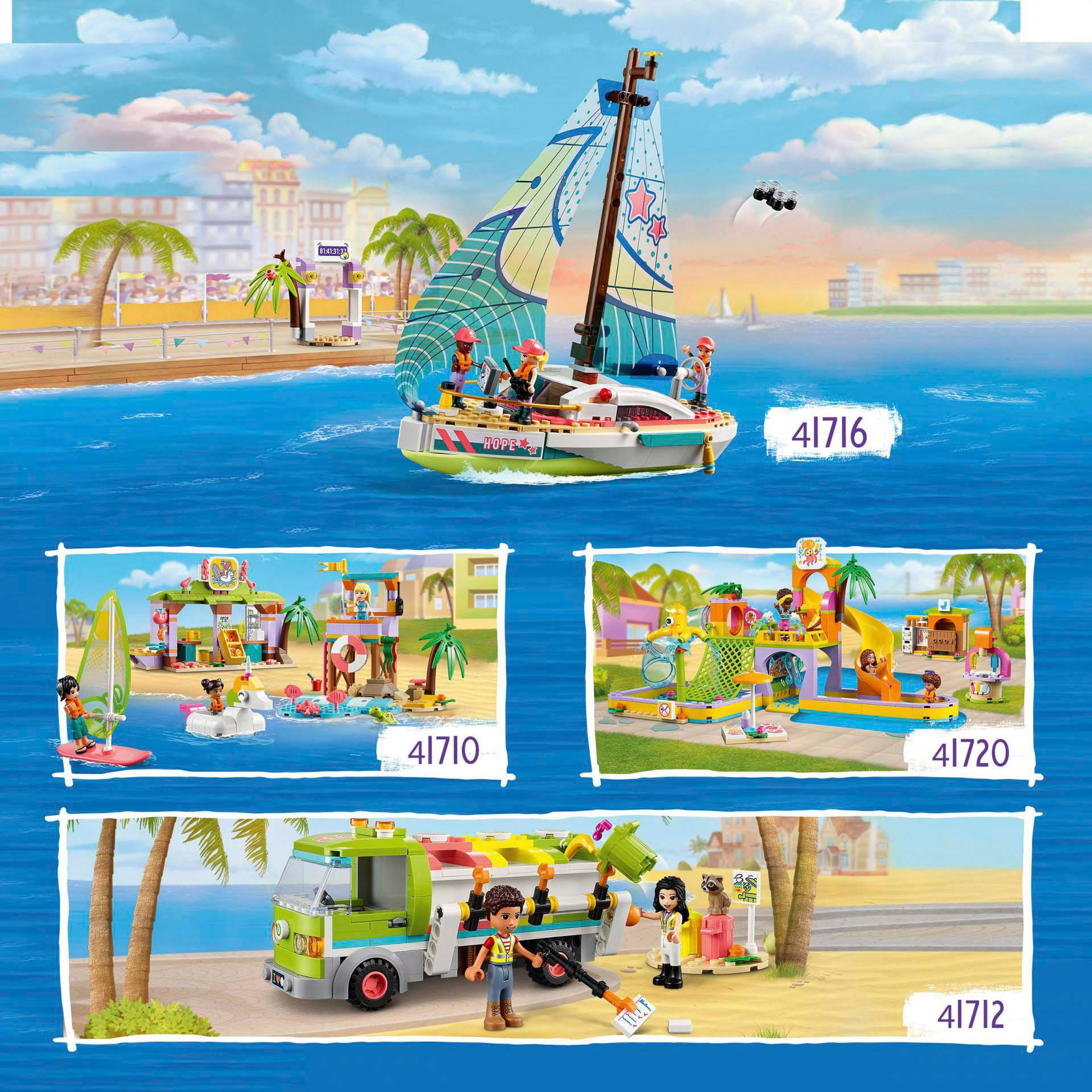 LEGO Friends Divertimento sulla Spiaggia dei Surfer, Set Costruzioni Estive con 41710, , large