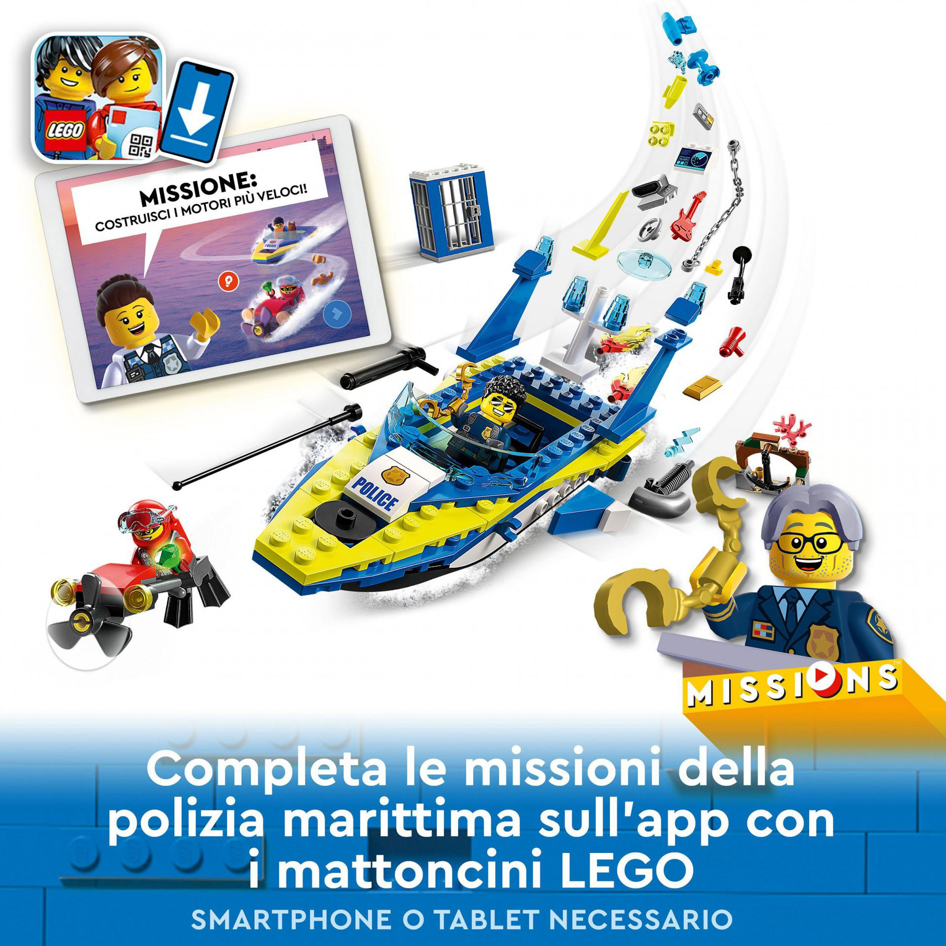 LEGO City Missioni Investigative della Polizia Marittima, Set Costruzioni con Av 60355, , large
