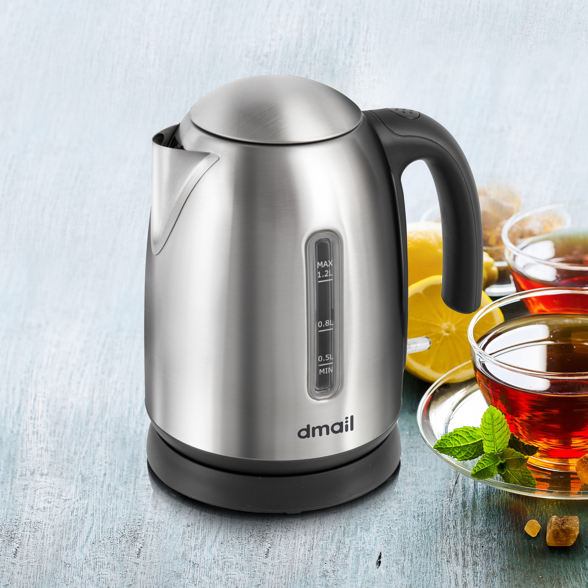 Bollitore elettrico in metallo spazzolato 1,2 l, , large