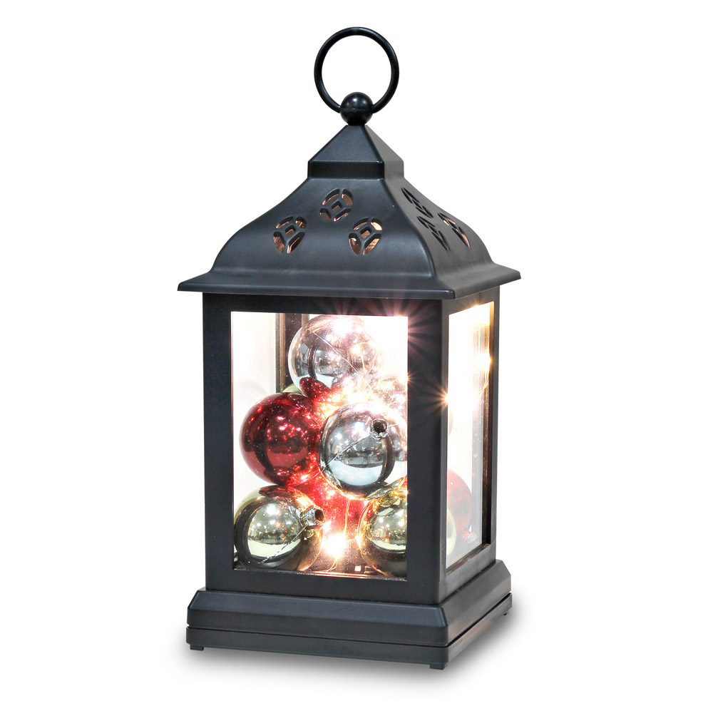 Lanterna di Natale con palline e luci Led, , large