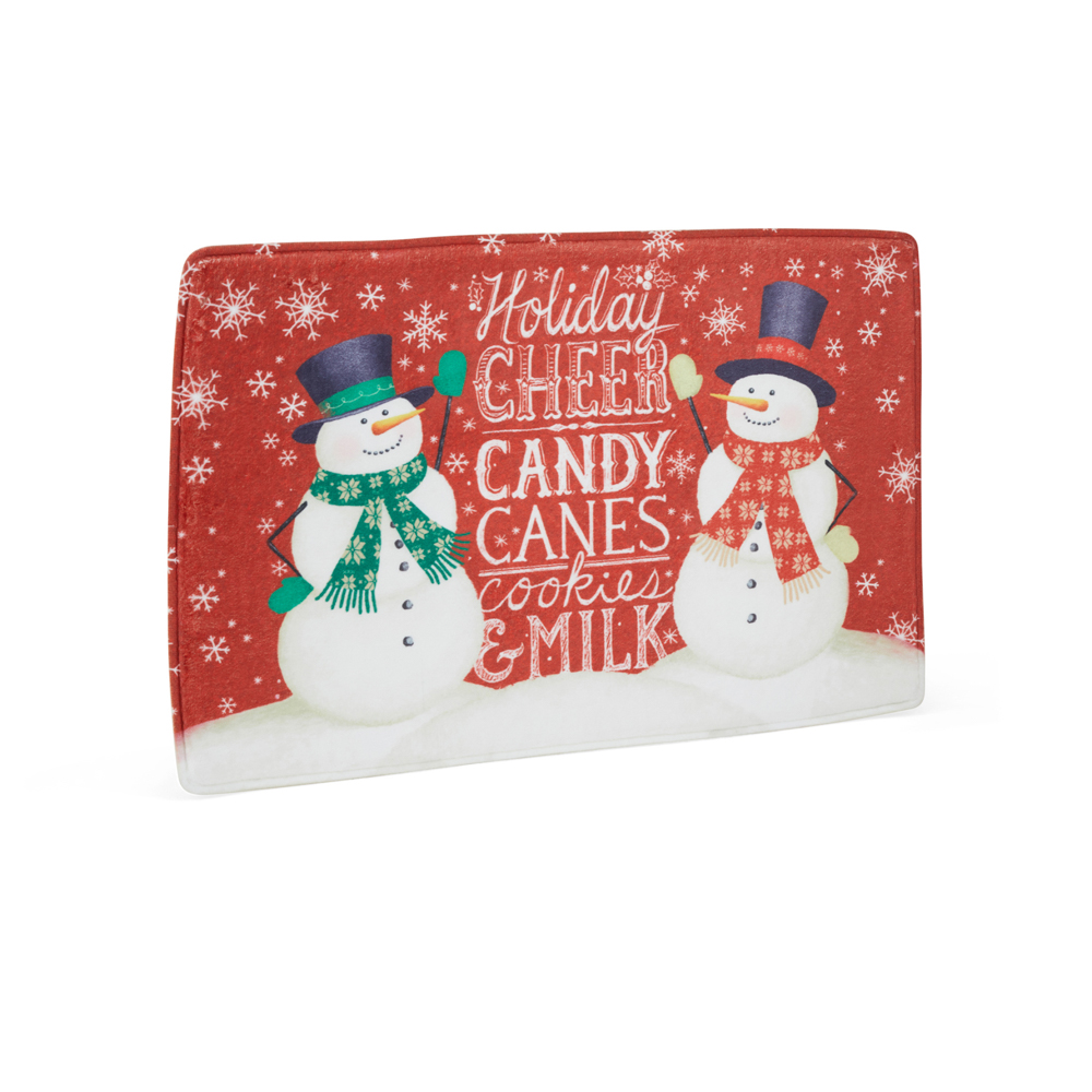 Tappetino in memory foam pupazzi di neve rosso, , large