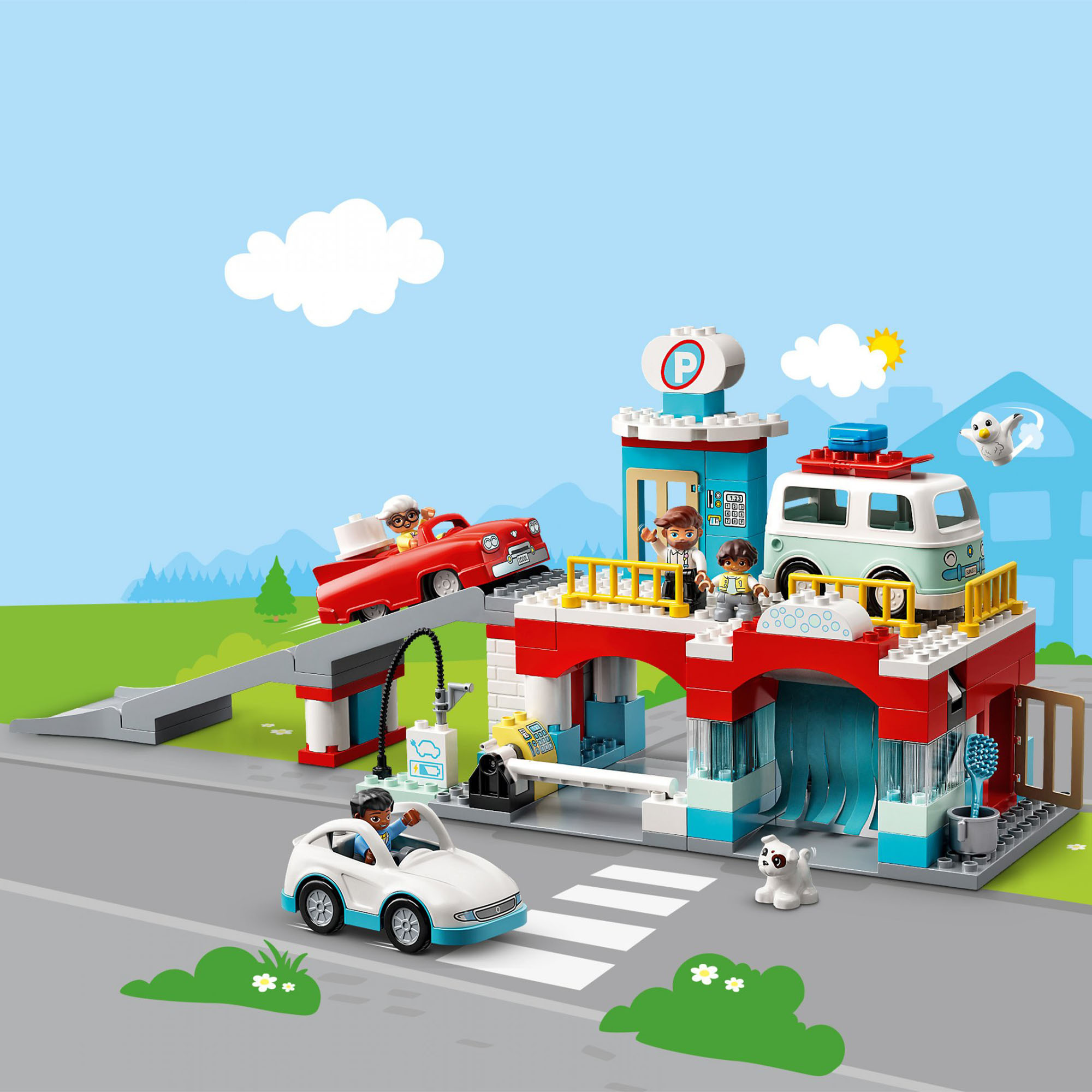 LEGO DUPLO Town Autorimessa e Autolavaggio, Garage per Macchine Giocattolo per B 10948, , large