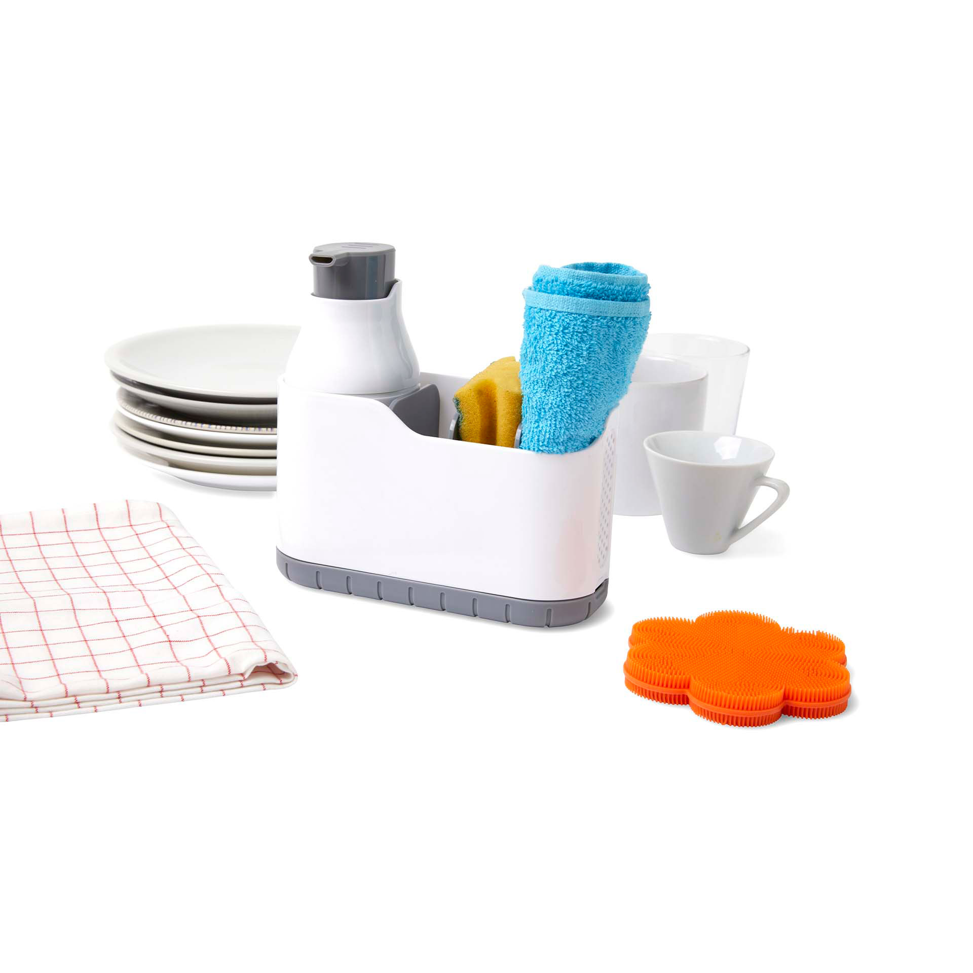 Dosatore per sapone con porta accessori, , large