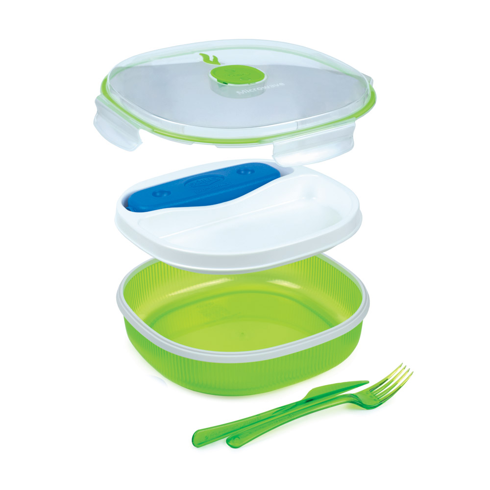 Contenitore lunch box per microonde - verde, , large