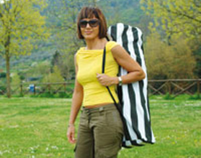 Doppia sedia pieghevole con ombrellone, , large