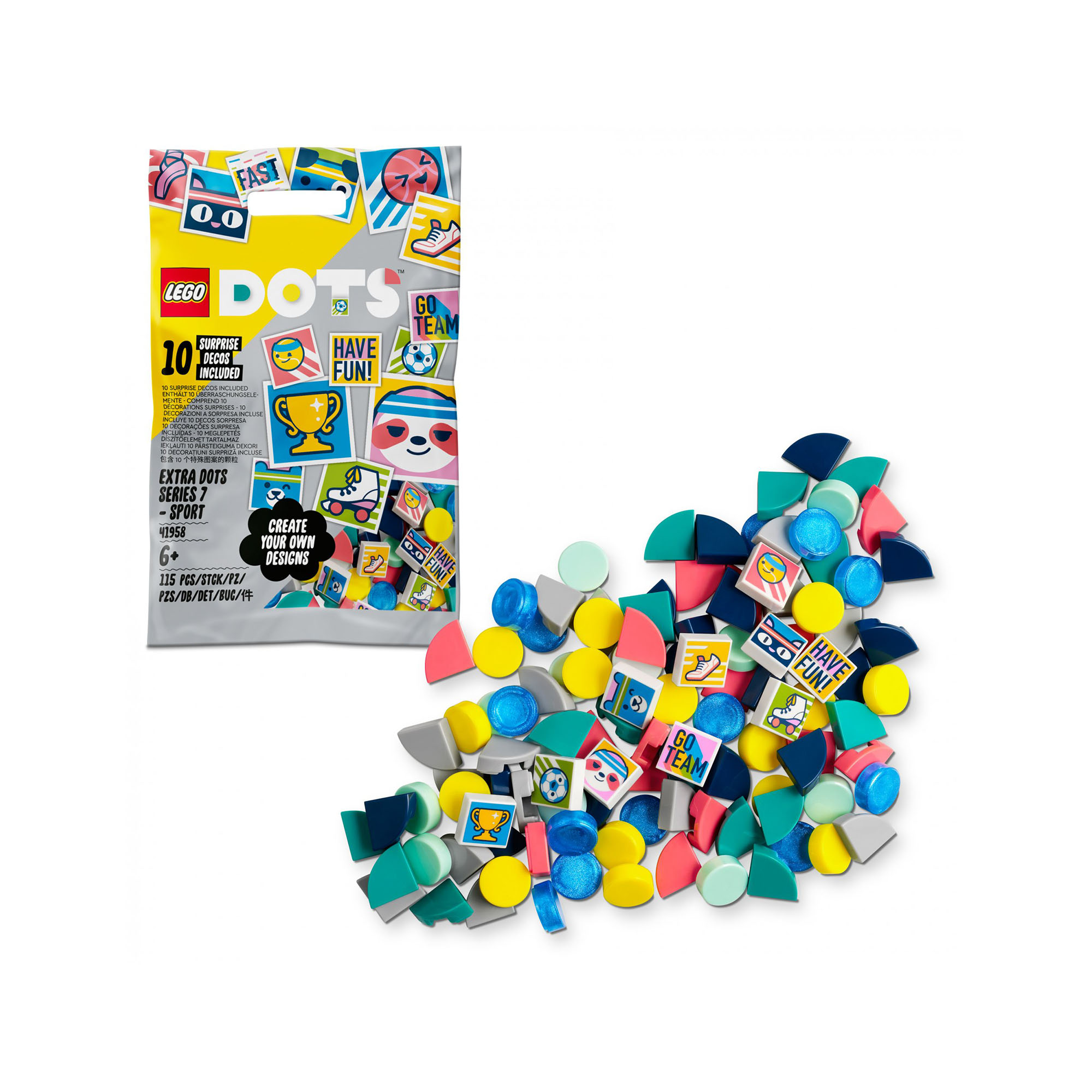 LEGO DOTS Extra DOTS Serie 7 - SPORT, Set Fai da Te per Costruire Braccialetti e 41958, , large
