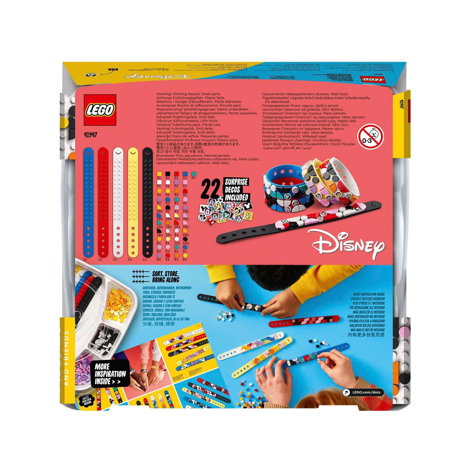LEGO 41947 DOTS Disney Multipack Bracciali Topolino e Amici, Kit Fai da Te, Set 41947, , large