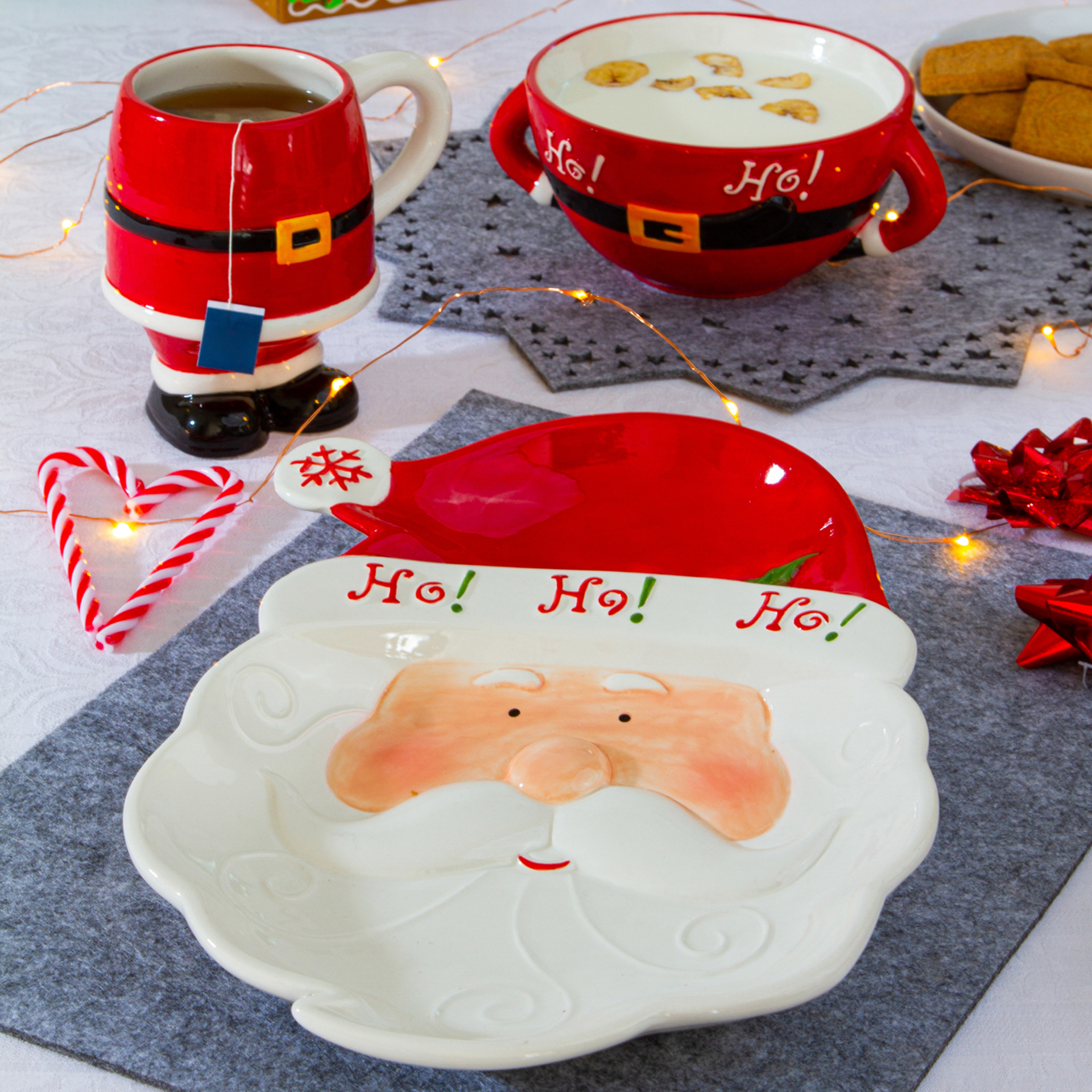 Piatto In Ceramica Babbo Natale, , large