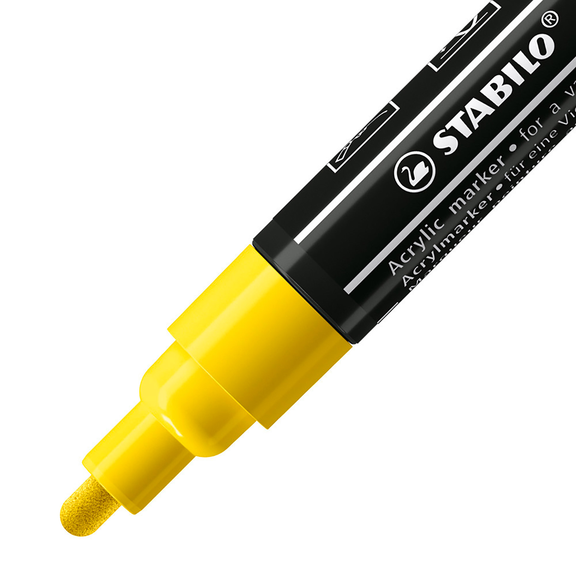 STABILO FREE Acrylic - T300 Punta rotonda 2-3mm - Confezione da 5 - Giallo, , large