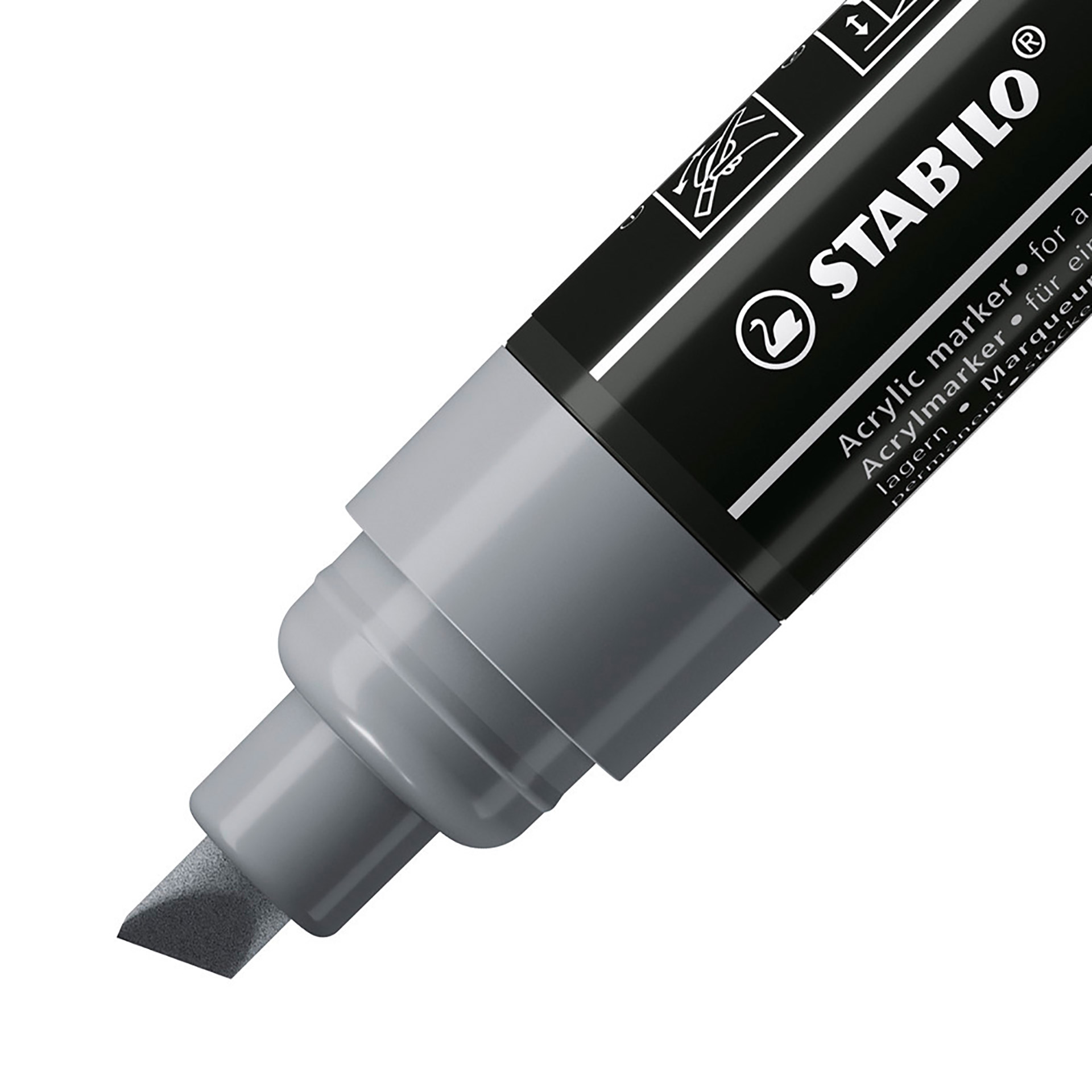 STABILO FREE Acrylic - T800C Punta a scalpello 4-10mm - Confezione da 5 - Grigio, , large