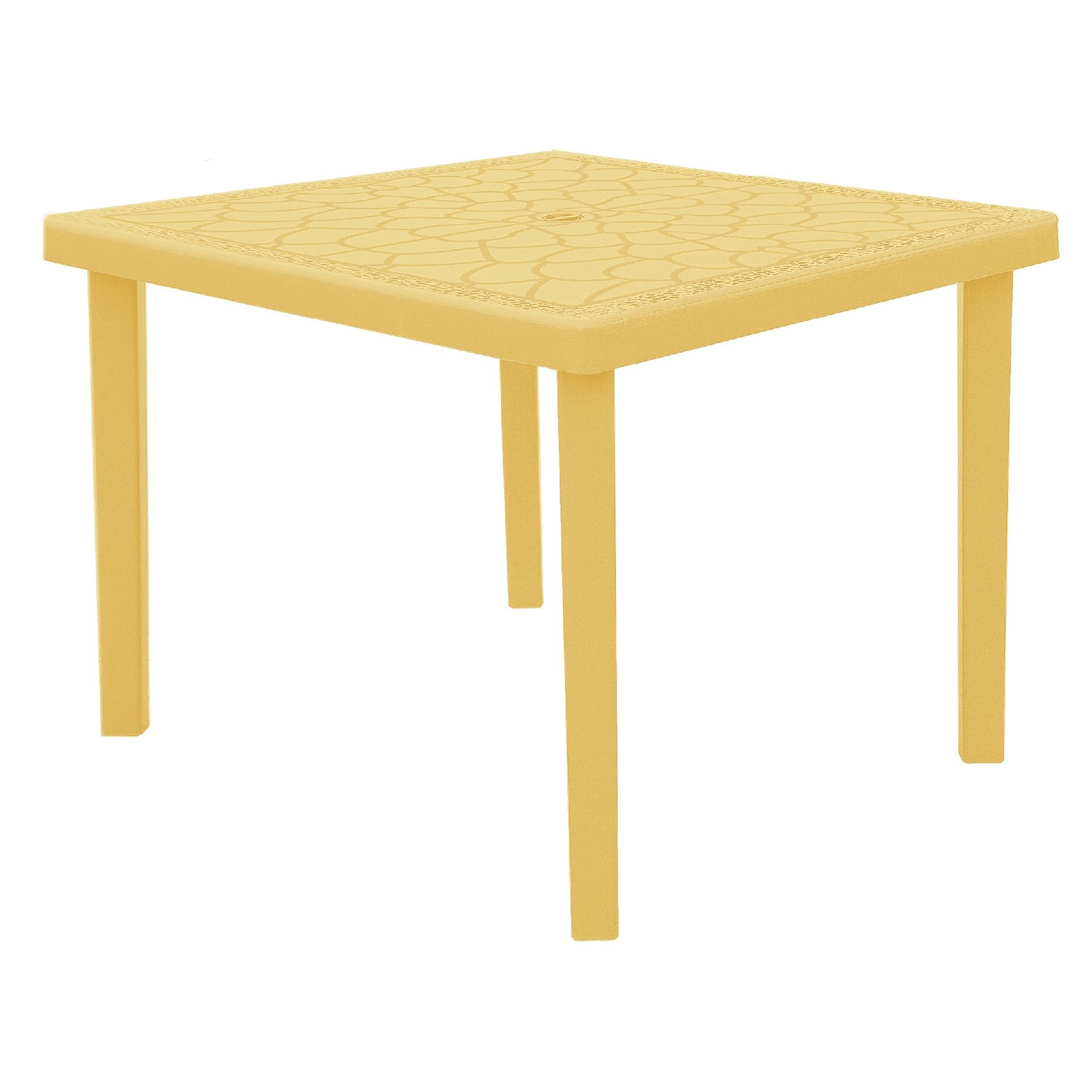 HOMEMANIA Tavolo Cagliari Quadrato Da Giardino Cucina Giallo in Polipropilene, , large