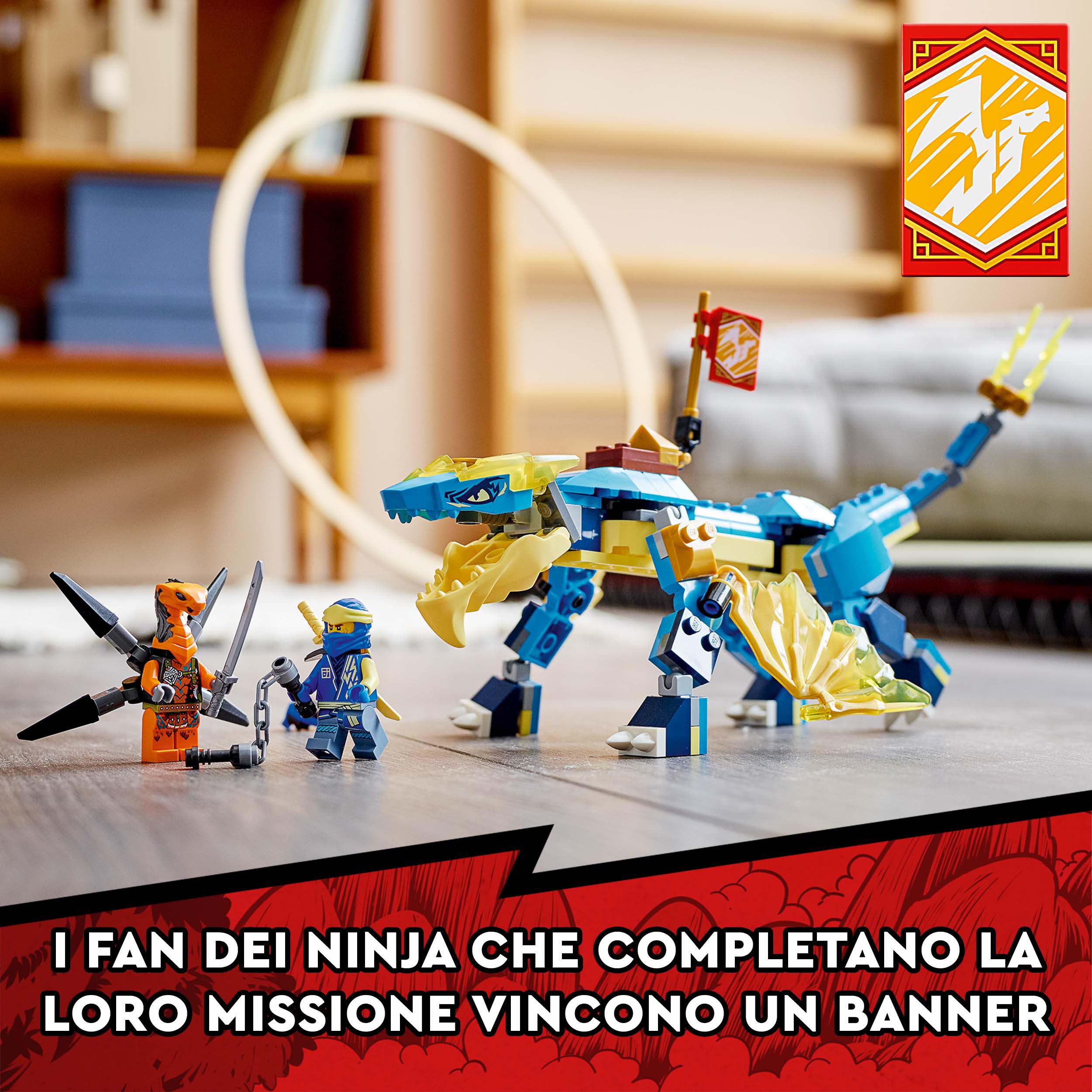 LEGO NINJAGO Dragone del Tuono di Jay - EVOLUTION, Set con Banner da Collezione, 71760, , large