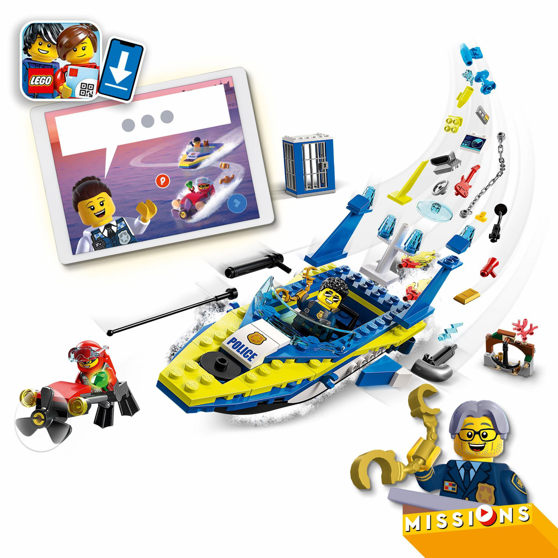 LEGO City Missioni Investigative della Polizia Marittima, Set Costruzioni con Av 60355, , large