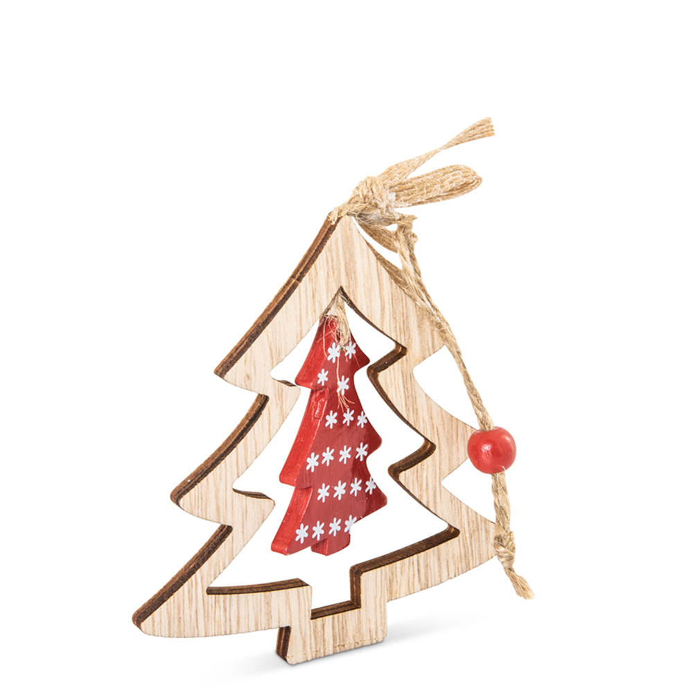Set 6 decorazioni natalizie in legno da appendere, , large