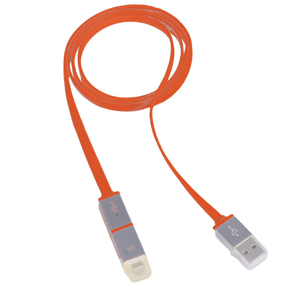 Cavo 2 in 1 micro usb e lighting arancione, , large