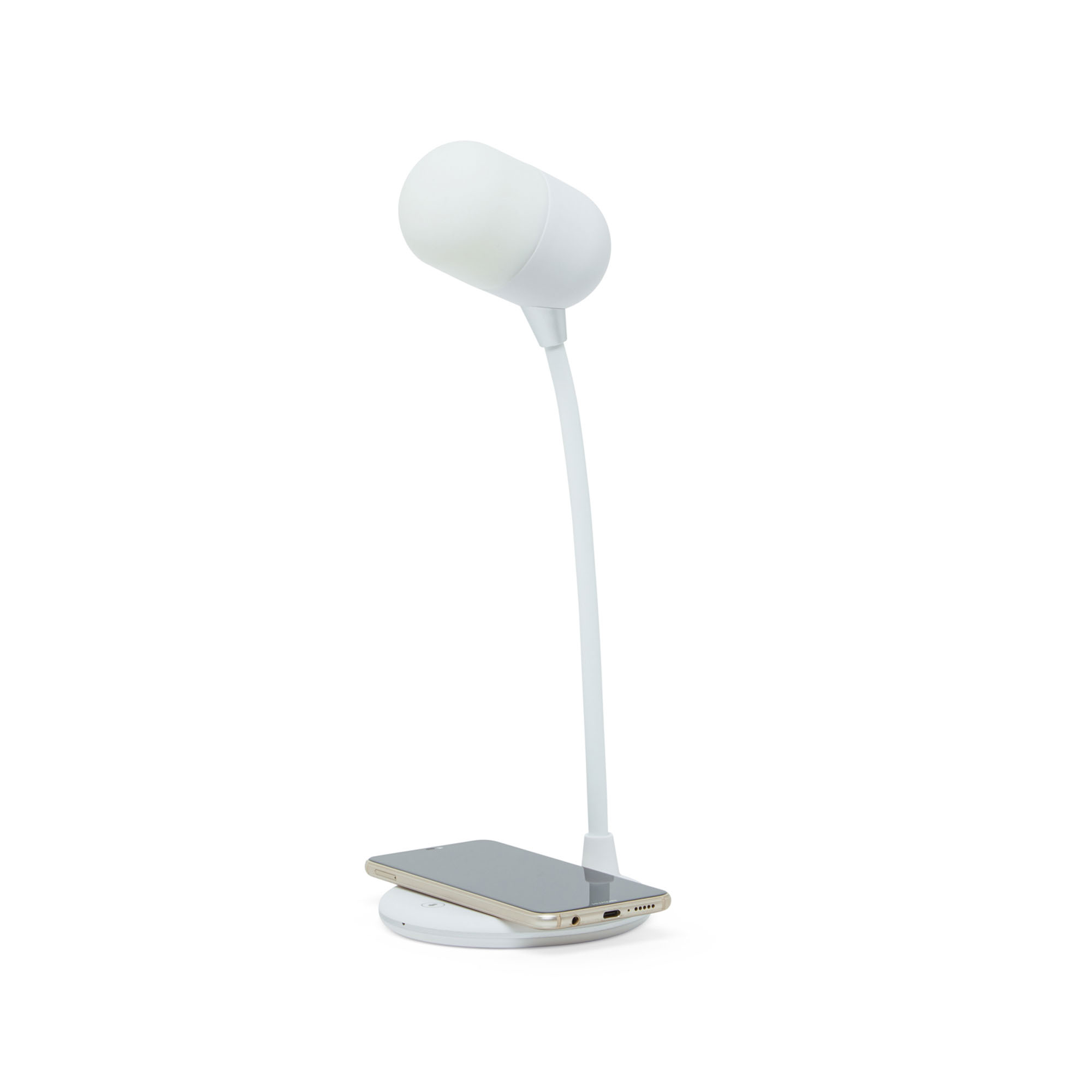 Lampada da tavolo con speaker e caricabatterie wireless, , large