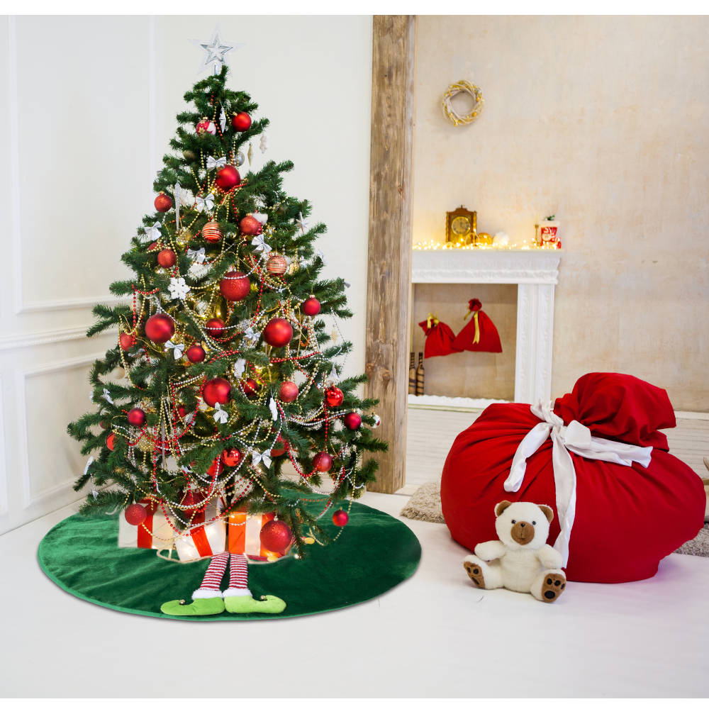 Tappeto per albero di Natale Elfo verde, verde, large